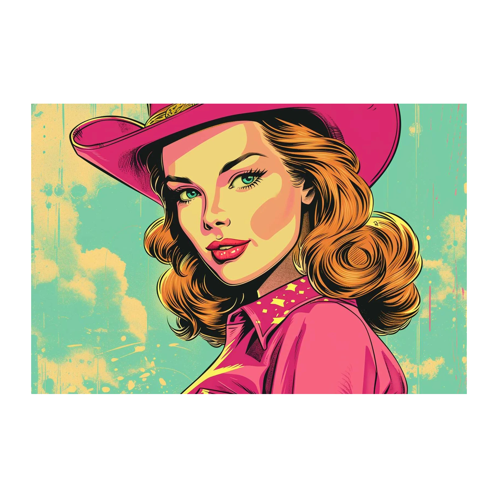 Retro Cowgirl Pop Art Wall Art