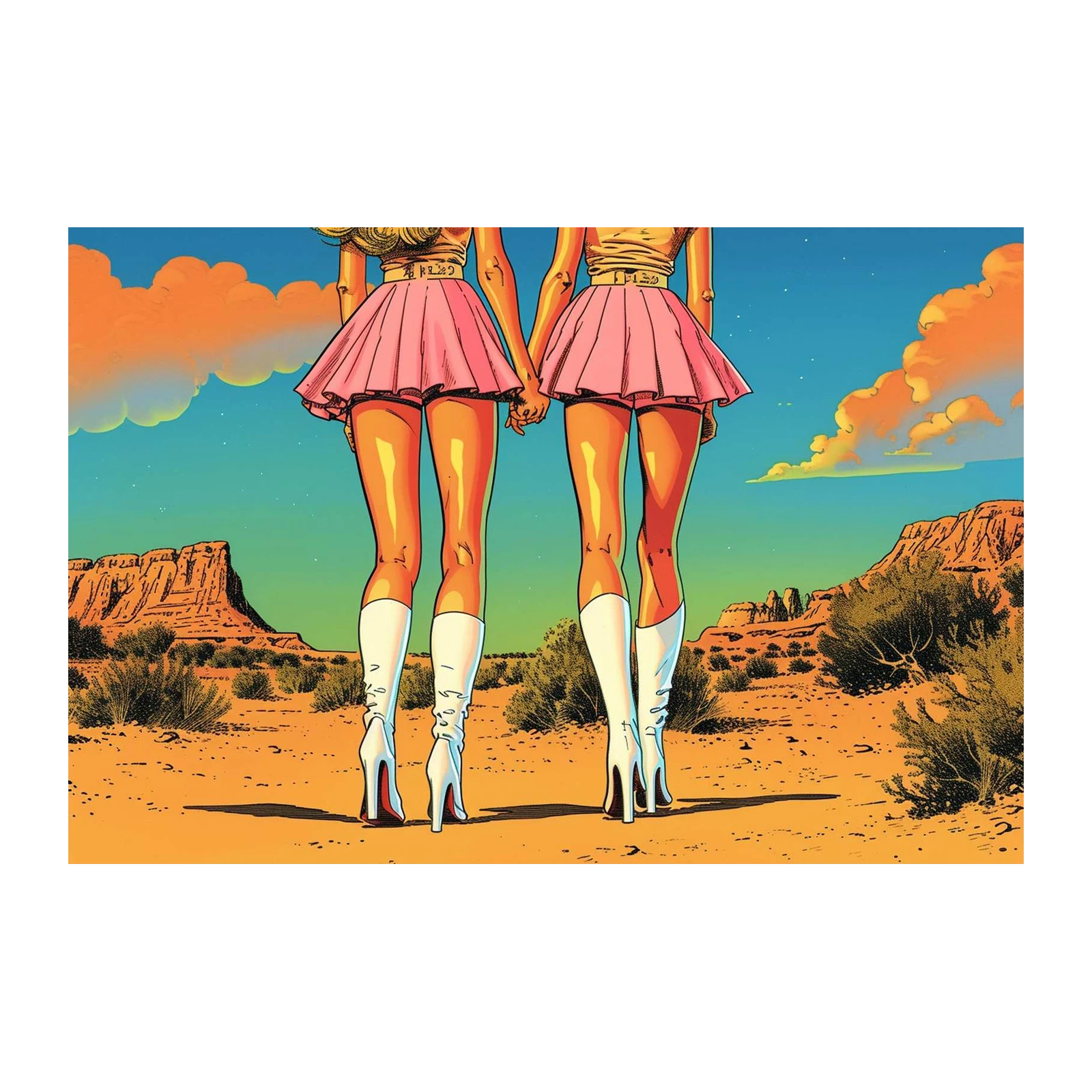 Desert Duo Pink Skirt Boots Wall Art
