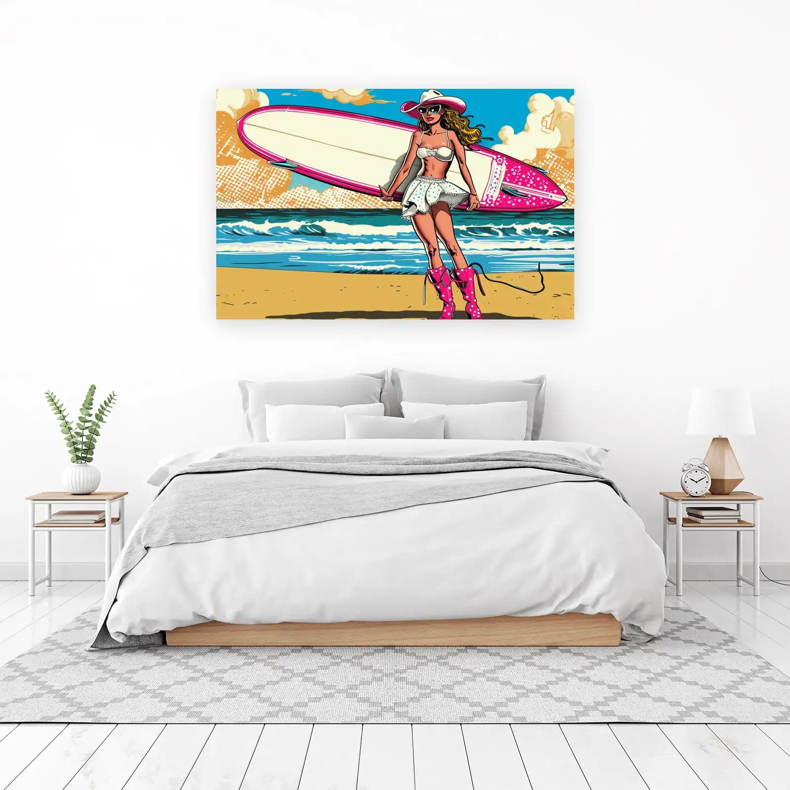 Retro Surfer Girl Beach Vibes Wall Art