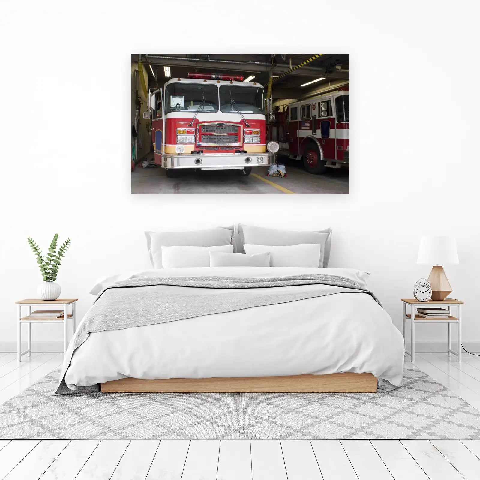 Heroic Fire Truck Red & White Wall Art