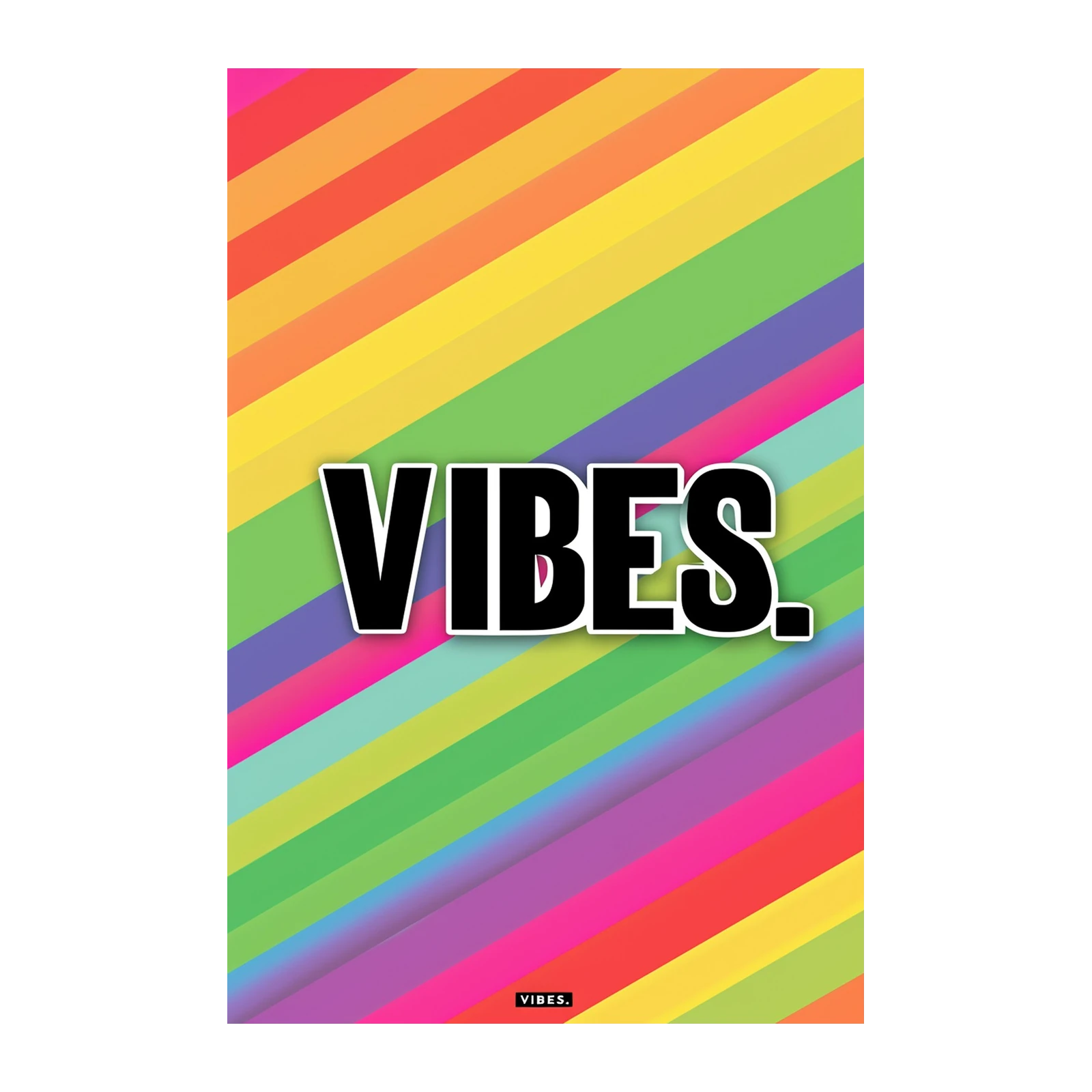 Vibes Rainbow Diagonal Line Art Wall Art
