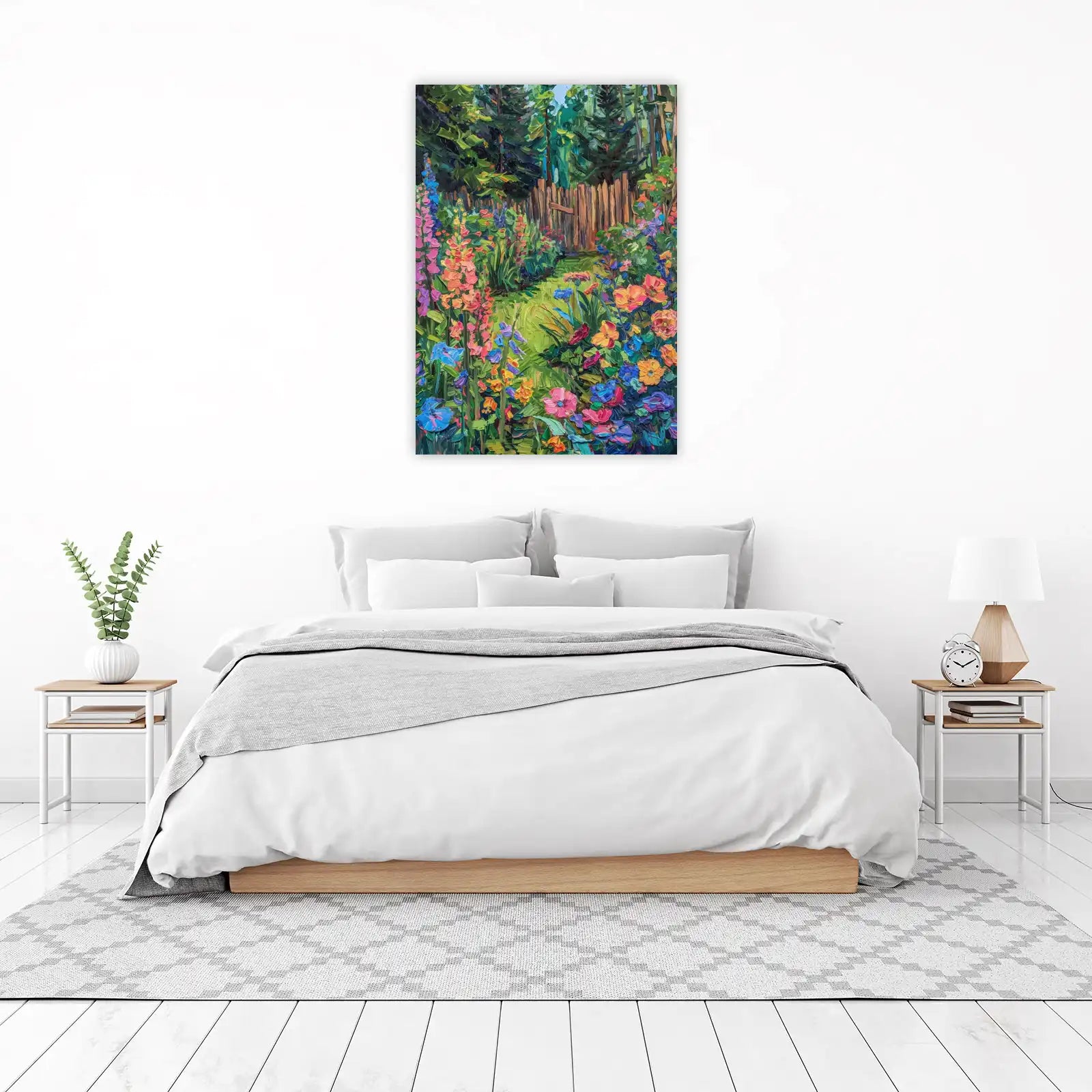 Vibrant Garden Pathway Oil Painting Wall Art