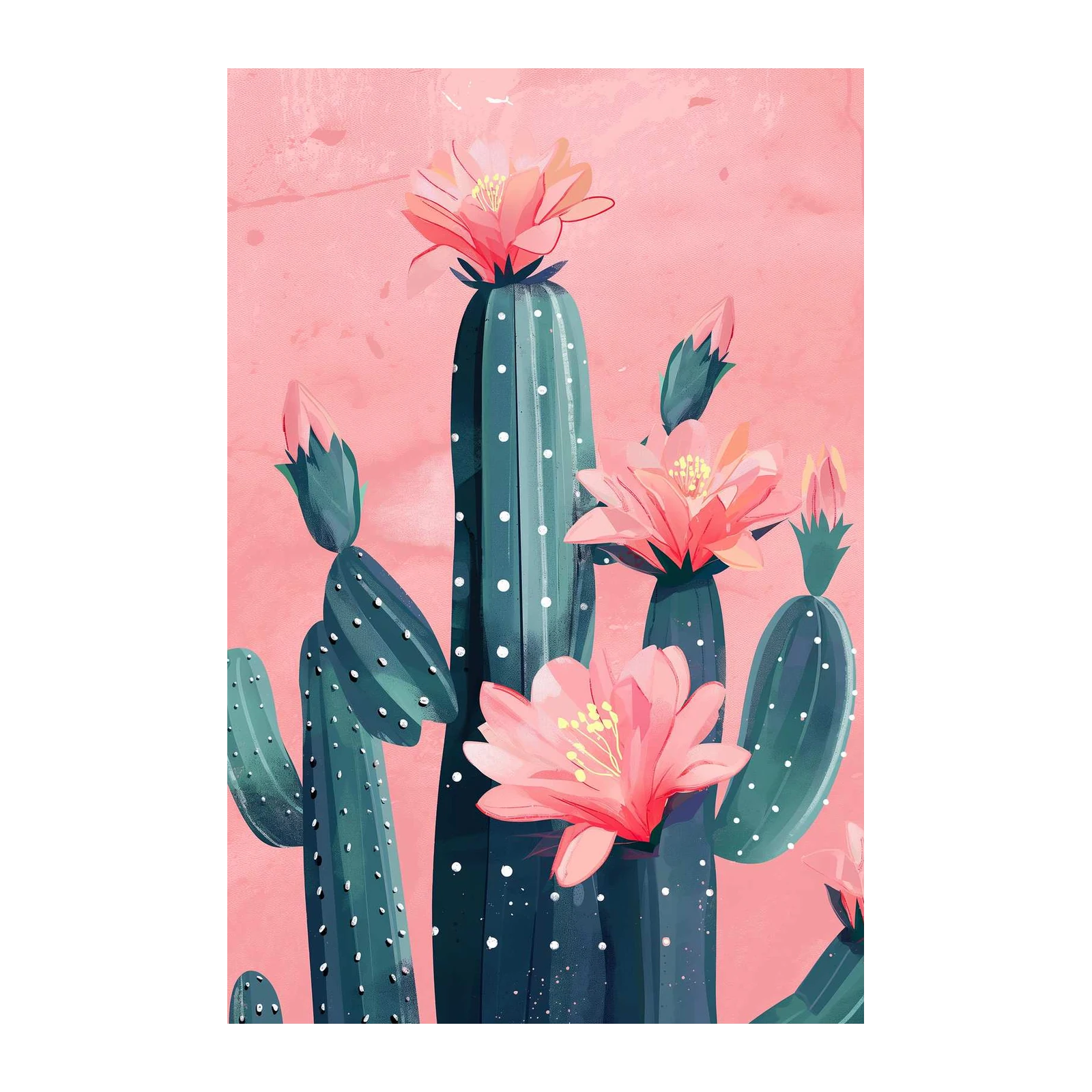Blooming Desert Cactus Wall Art Wall Art