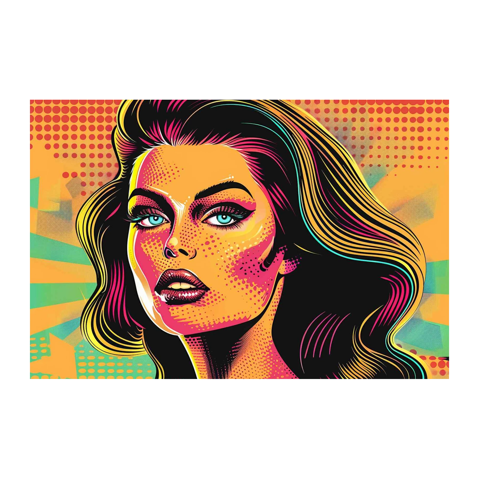 Pop Art Femme Fatale Vibrant Portrait Wall Art