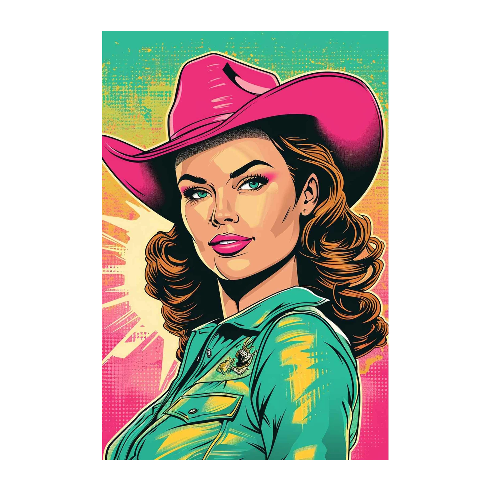 Retro Cowgirl Pop Art Wall Art
