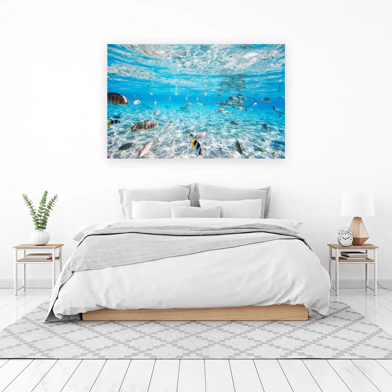 Vibrant Underwater Shark & Fish Scene Wall Art