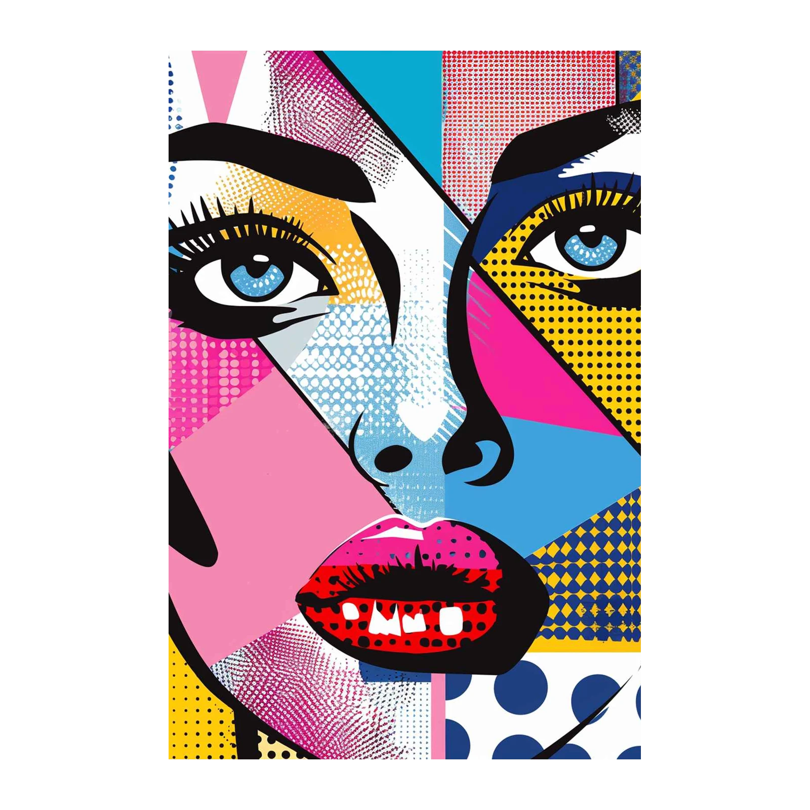 Vibrant Pop Art Face Wall Art