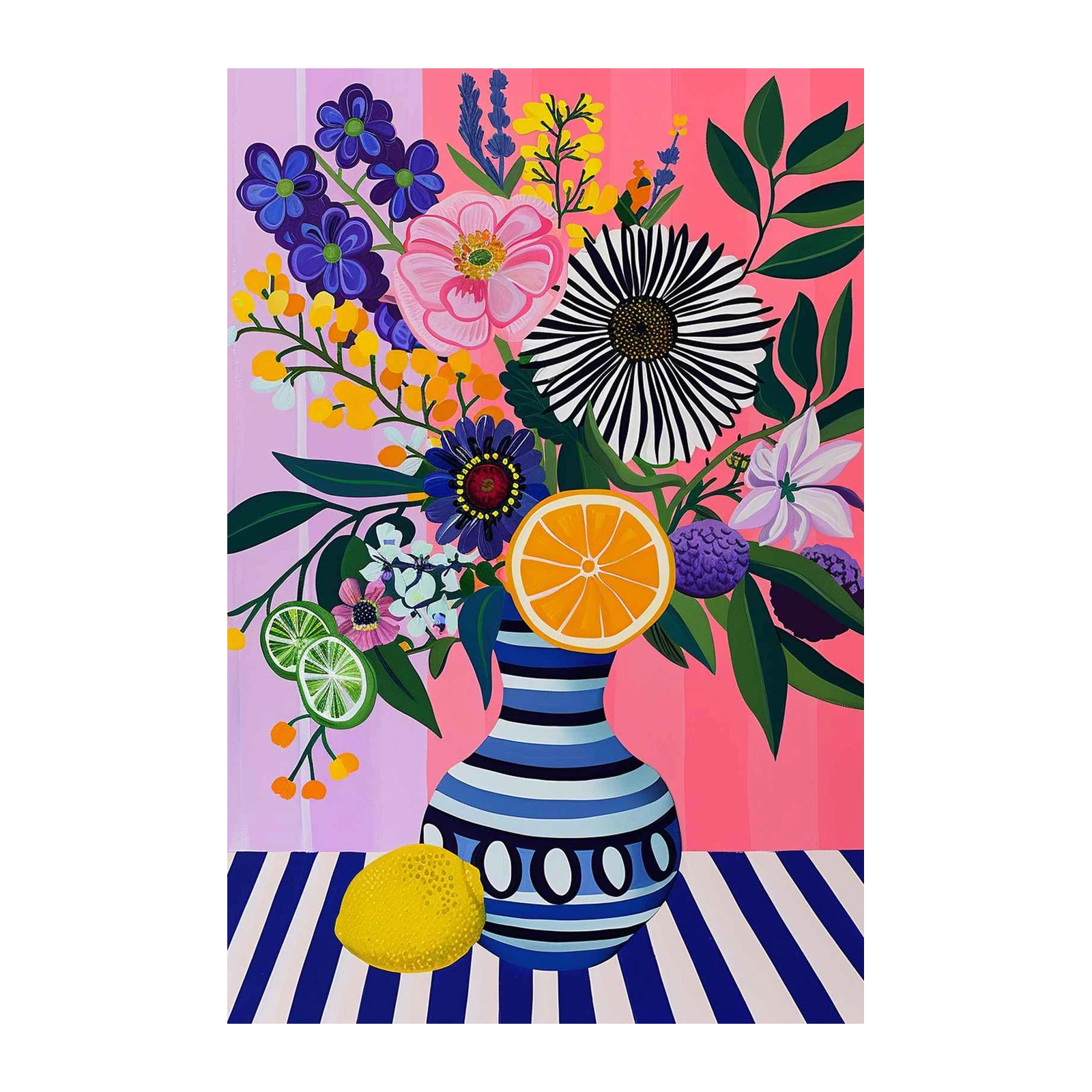 Vibrant Citrus & Bloom Still Life Wall Art