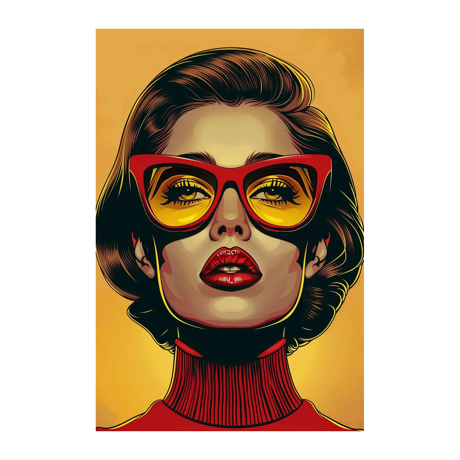 Pop Art Glamour Woman Red Sunglasses Wall Art