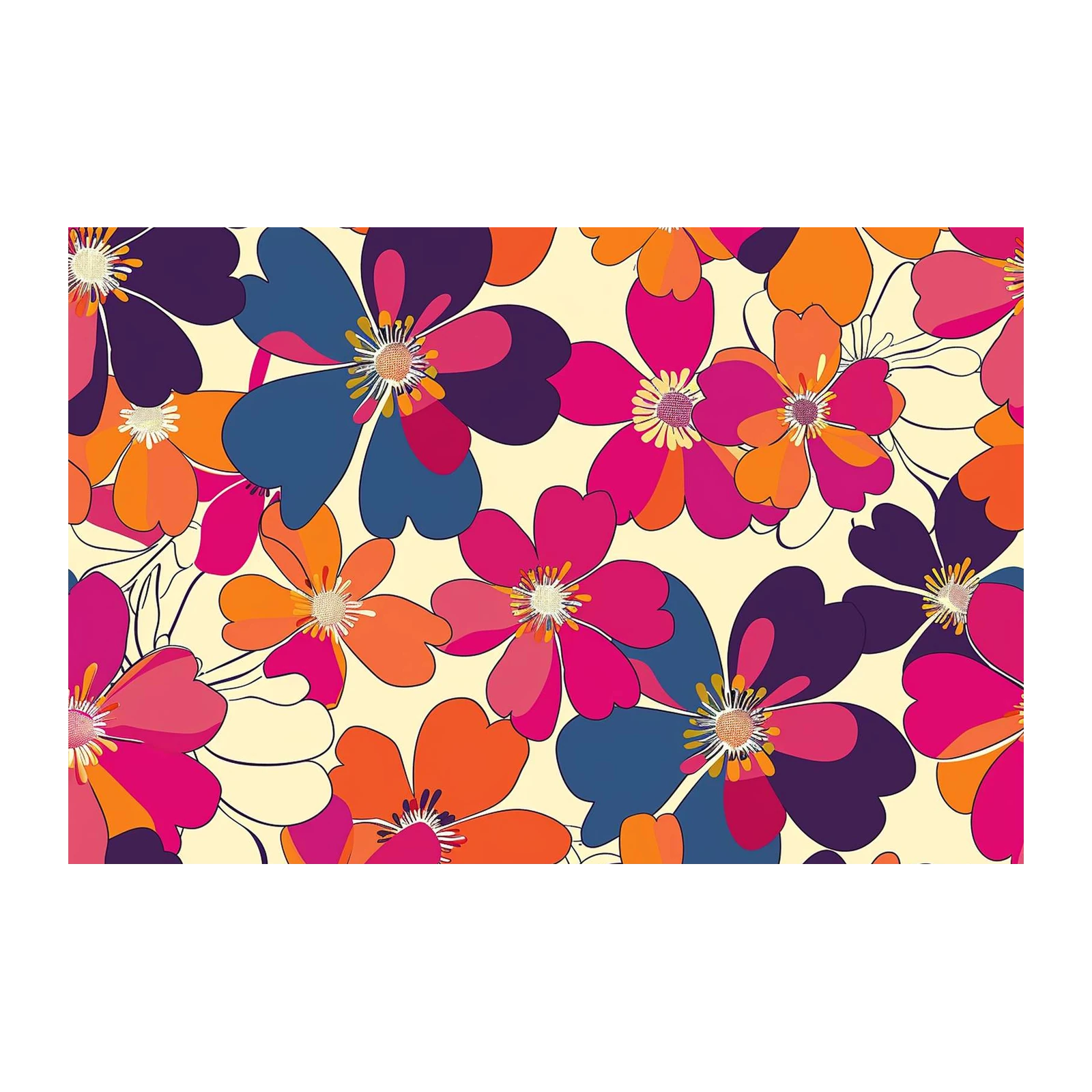 Retro Floral Burst Wall Art