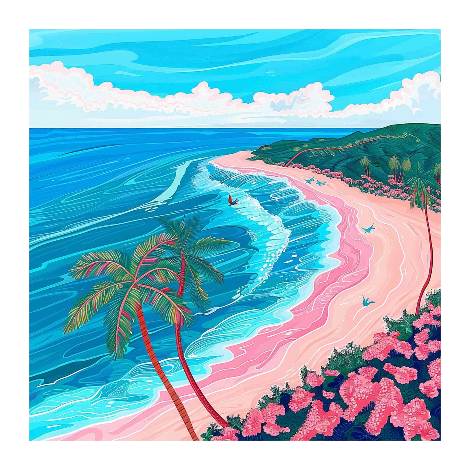 Tropical Paradise Beach Scene Wall Art
