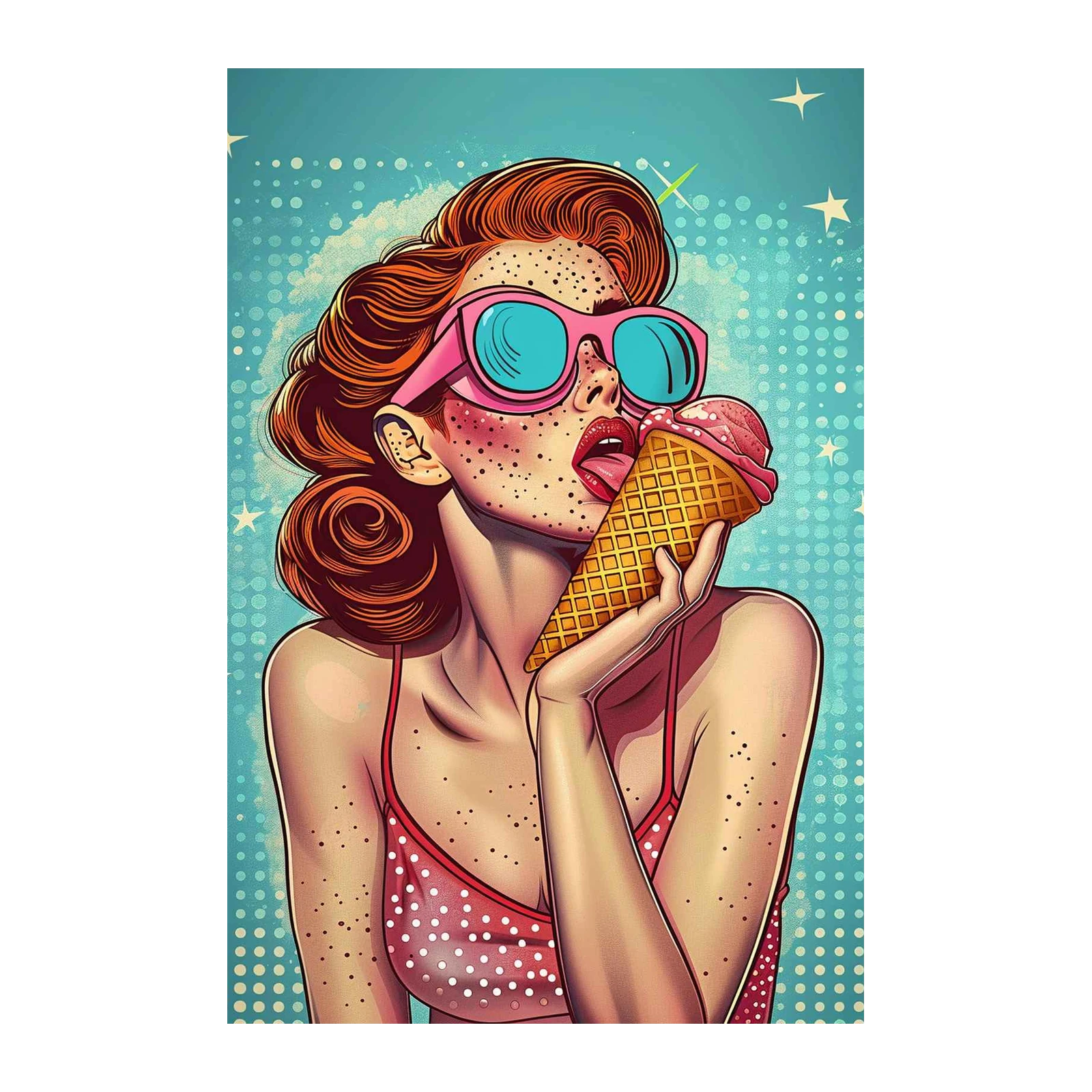 Retro Pop Art Ice Cream Girl Wall Art