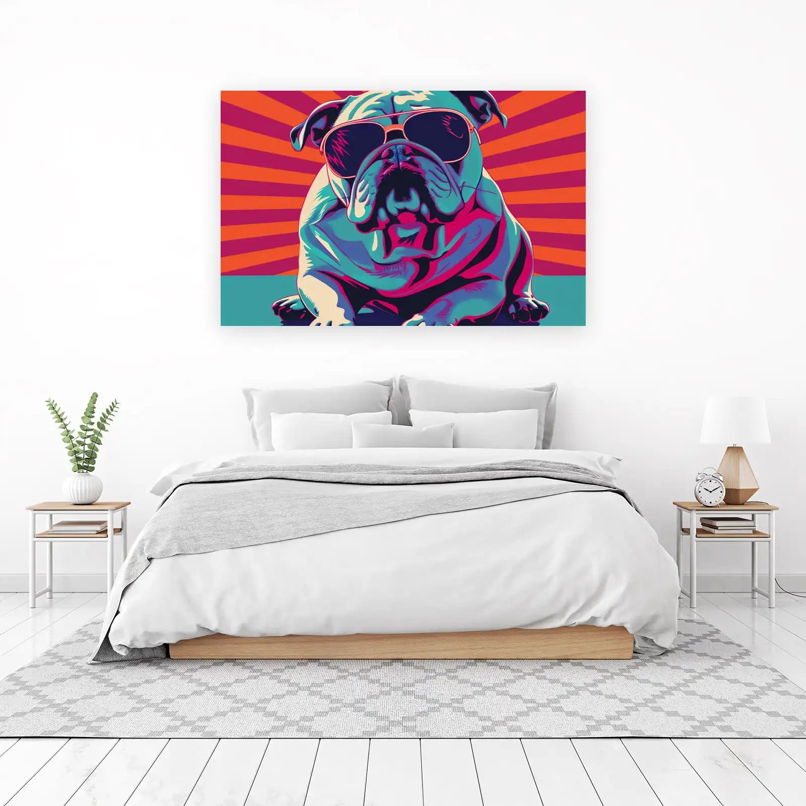 Cool Bulldog with Sunglasses Wall Art