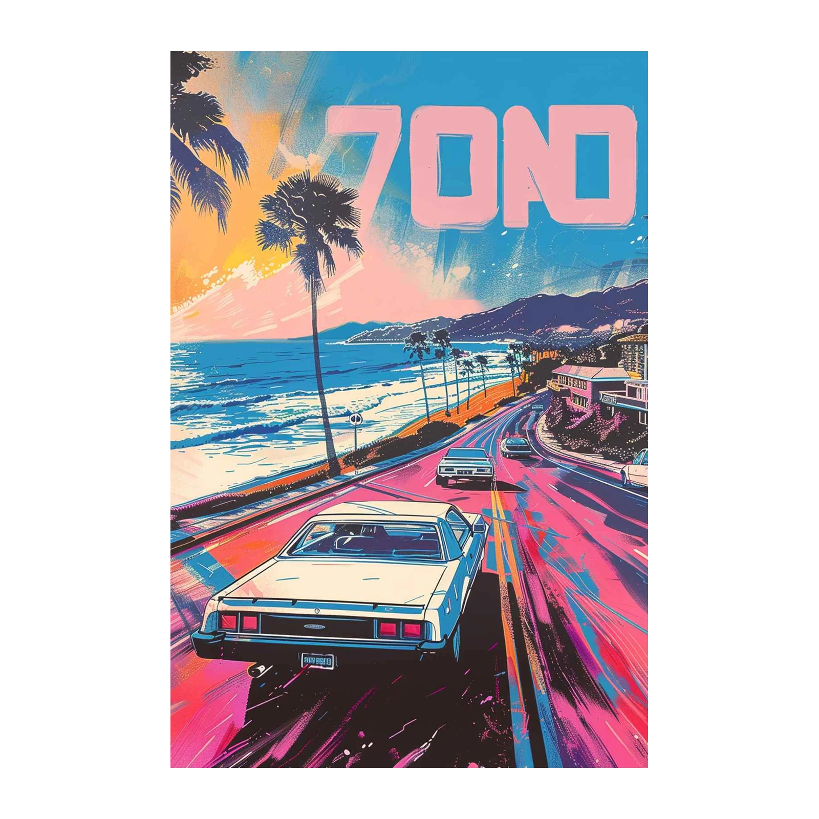 Retro Sunset Drive Wall Art