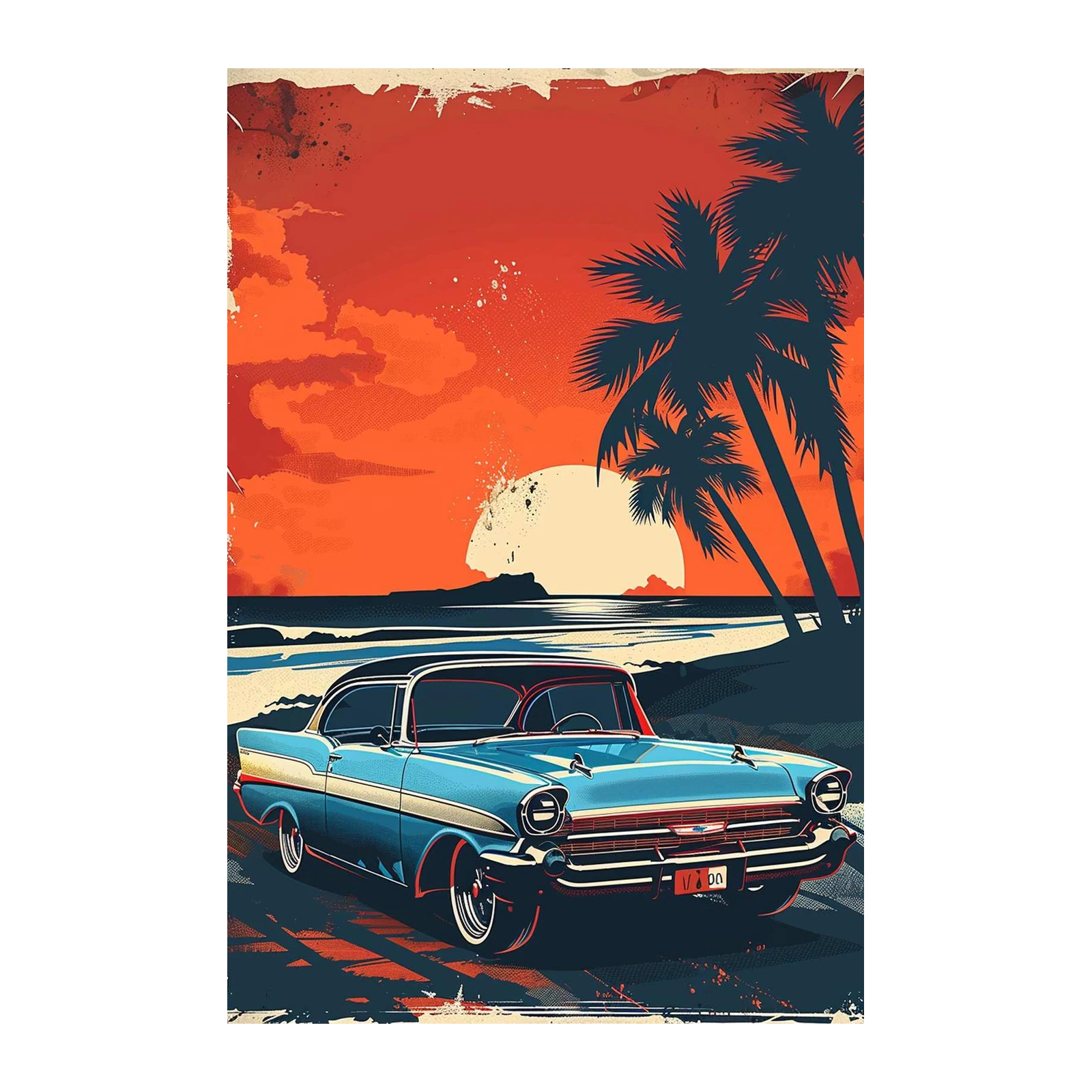 Retro Beach Cruiser Classic Car Wall Art