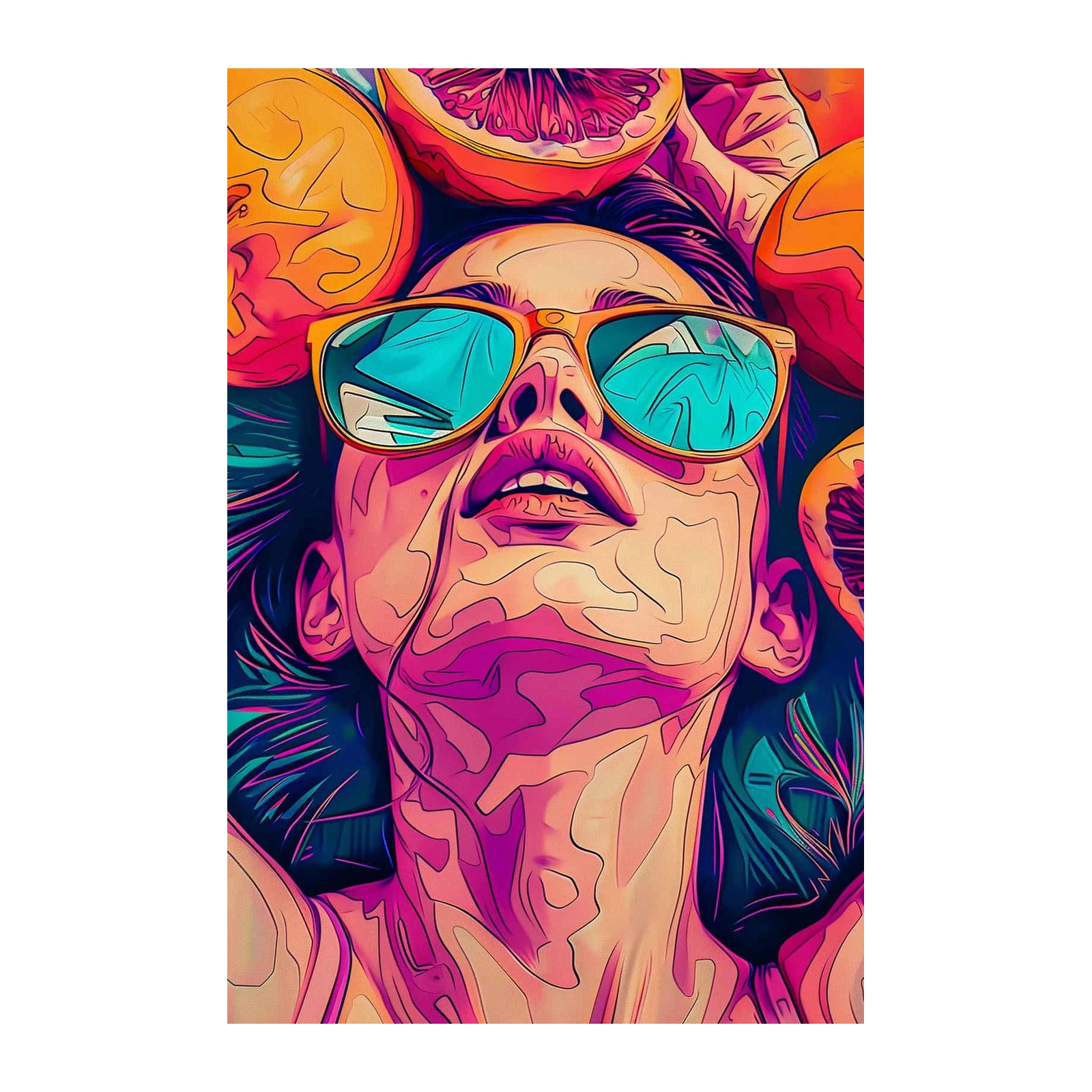 Vibrant Citrus Pop Art Woman Wall Art