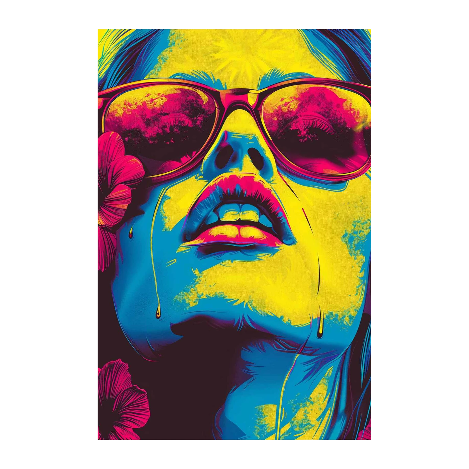 Vibrant Pop Art Woman Sunglasses Wall Art