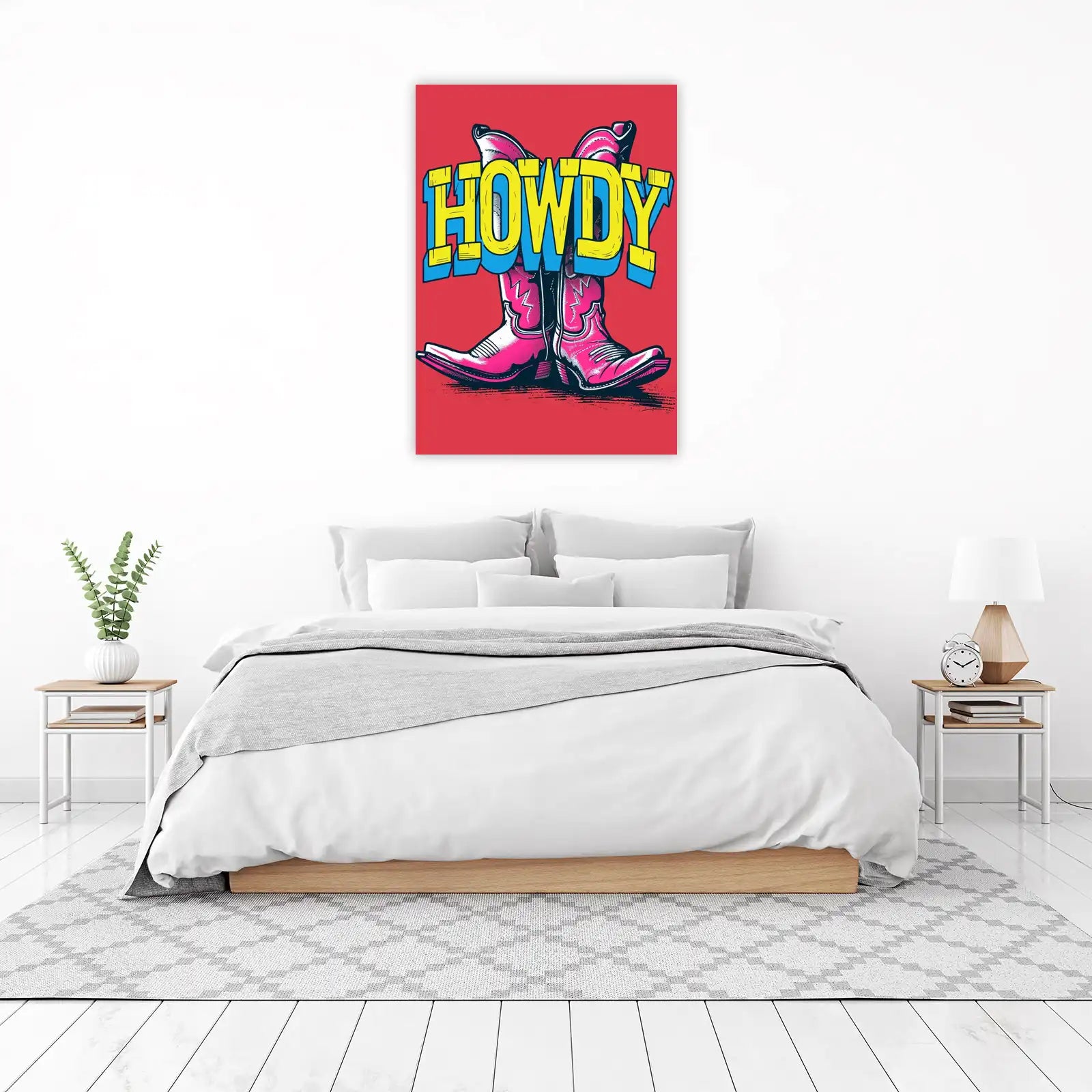 Vibrant "Howdy" Cowboy Boots Wall Art