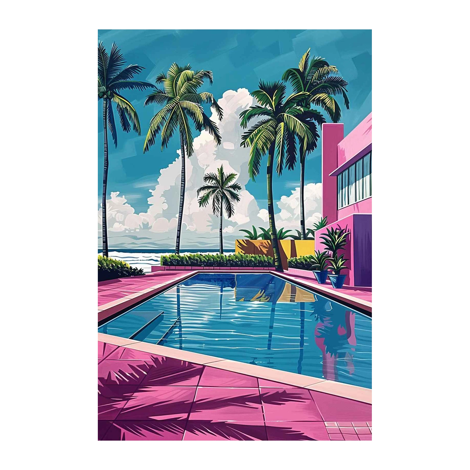 Miami Vice Poolside Paradise Wall Art