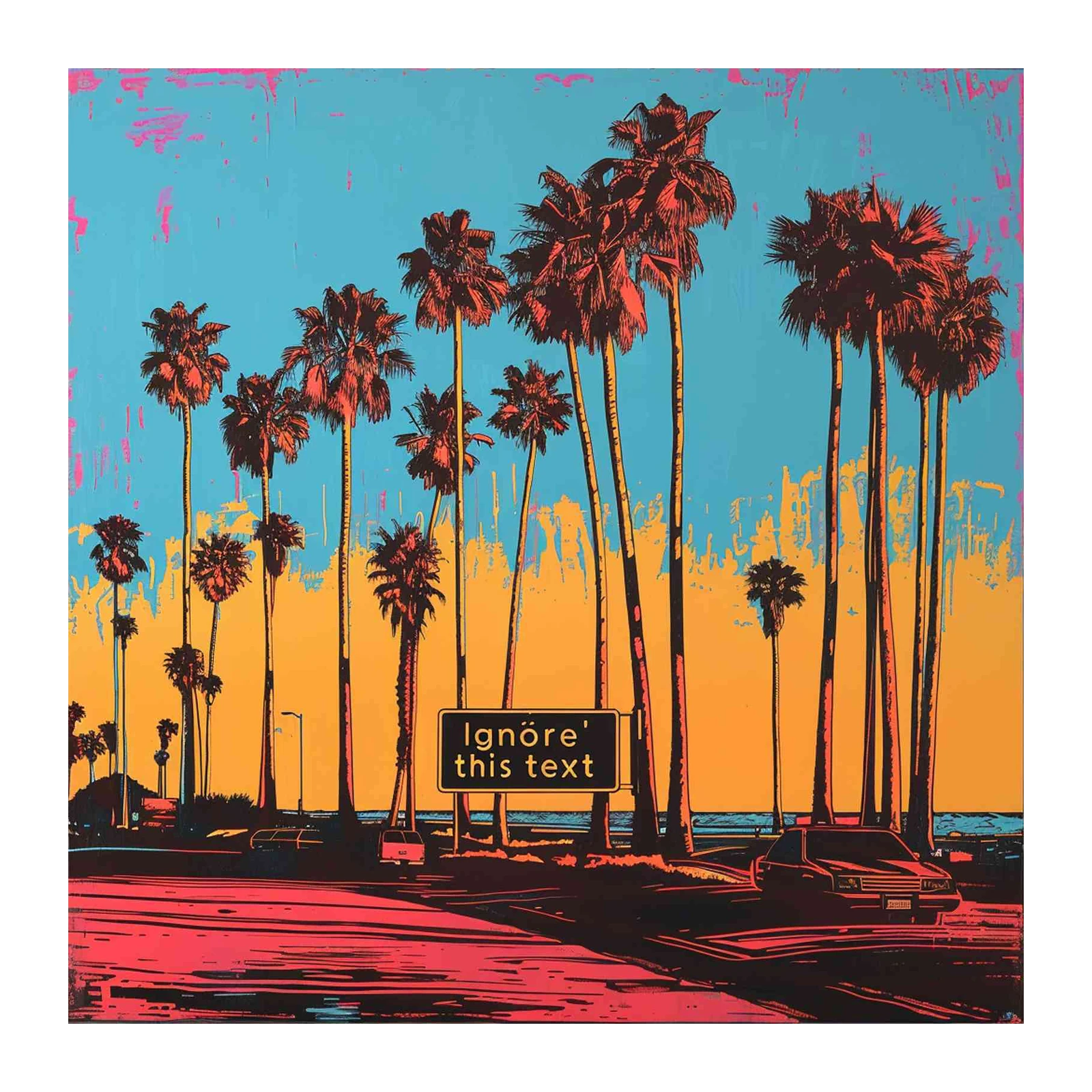 Retro Palm Trees Sunset Wall Art