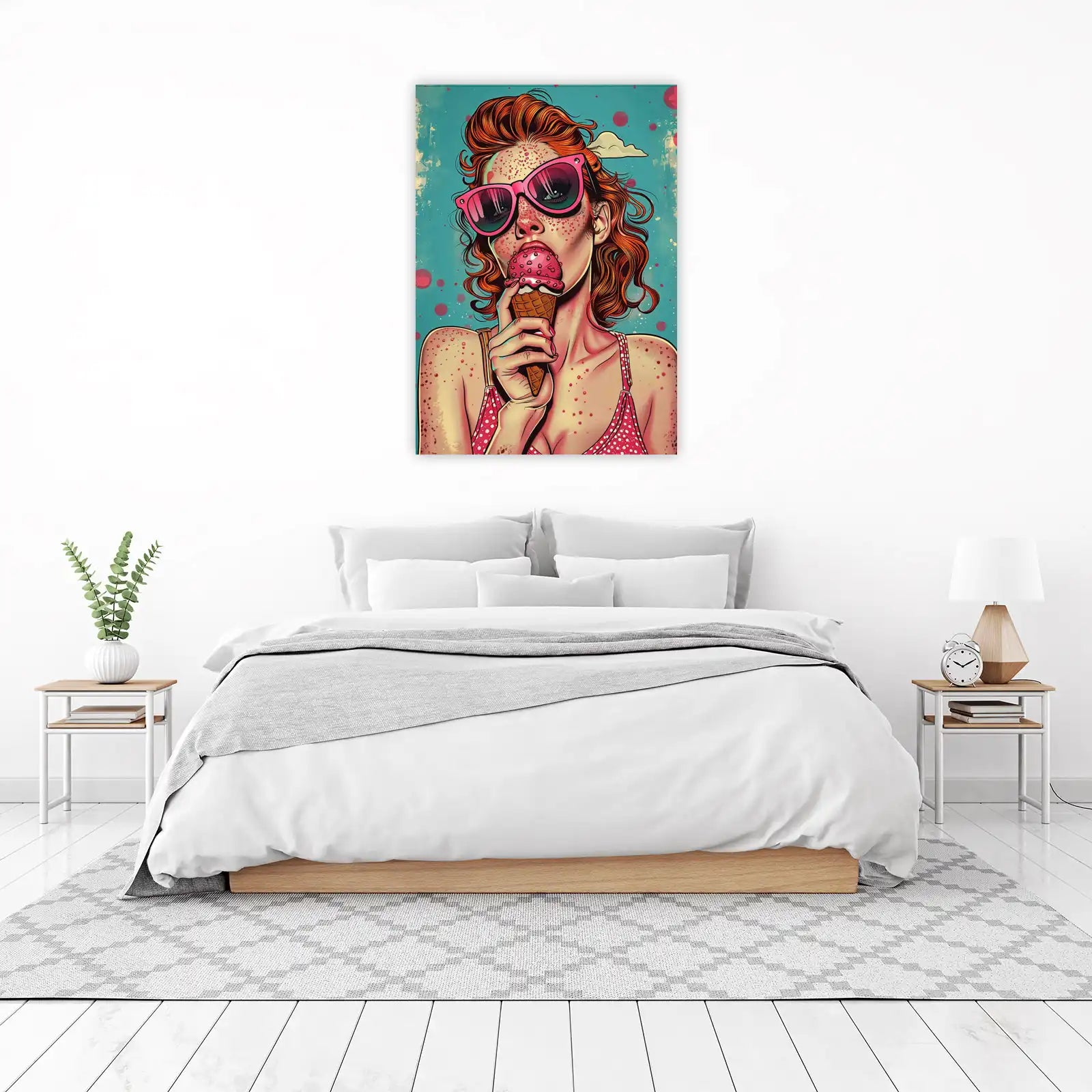 Retro Summer Vibes Ice Cream Girl Wall Art