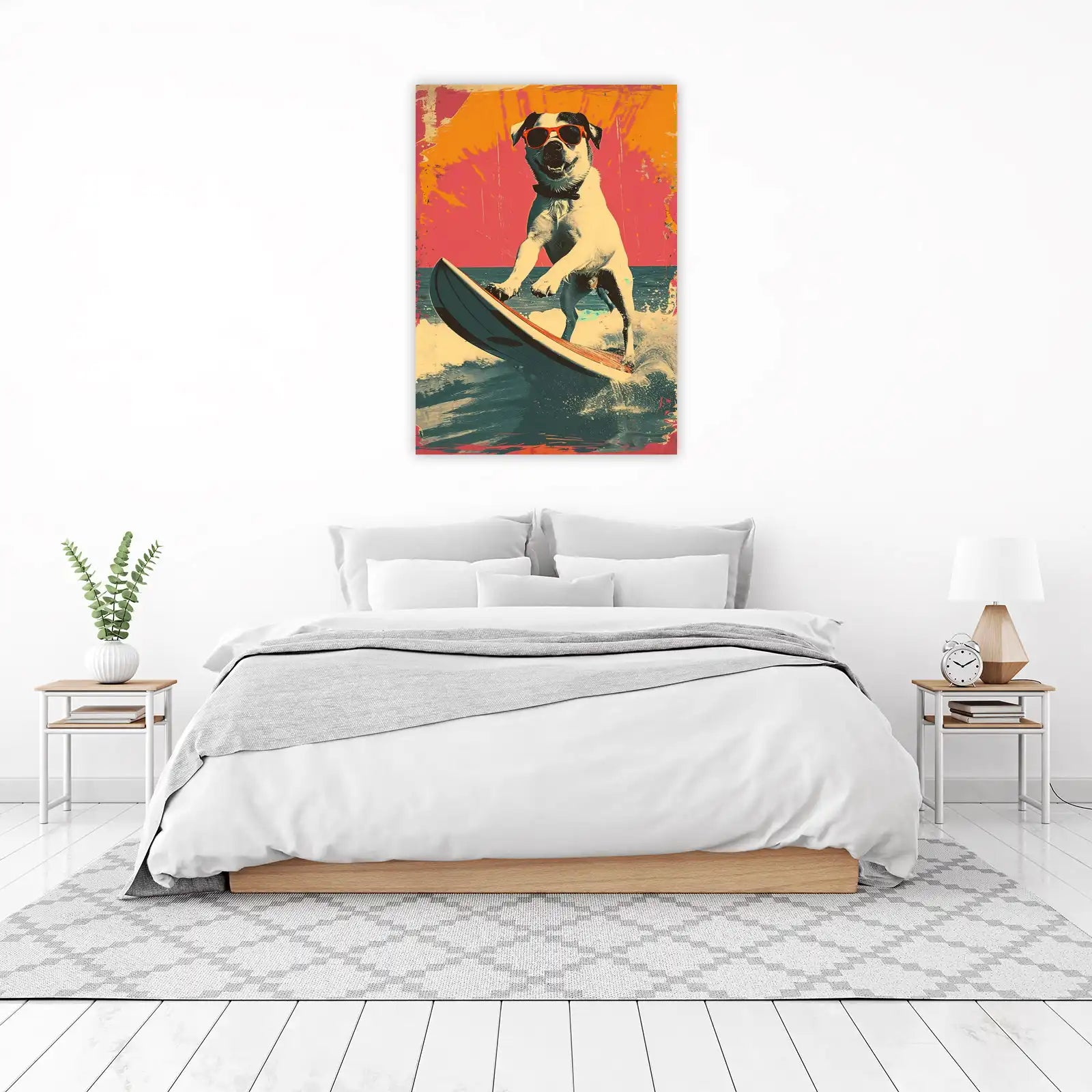 Surfing Dog Retro Pop Art Wall Art