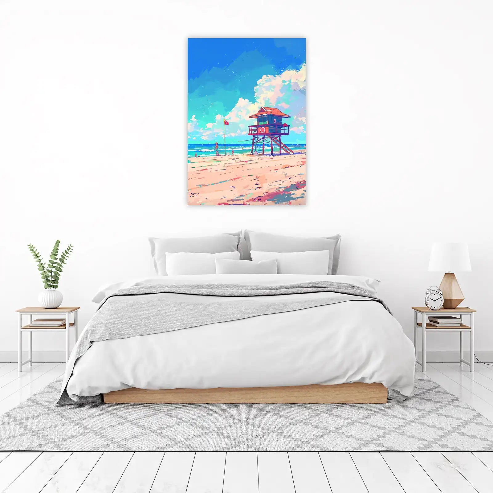 Vibrant Beach Lifeguard Tower Wall Art
