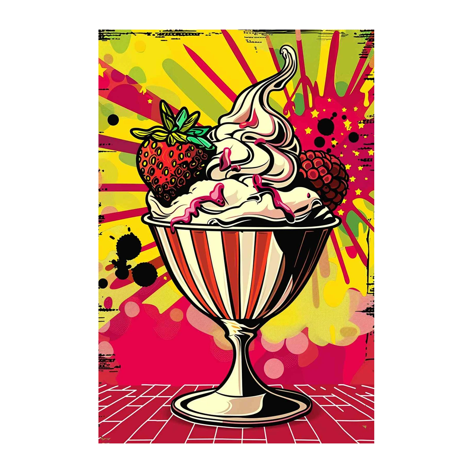 Vibrant Berry Sundae Pop Art Wall Art