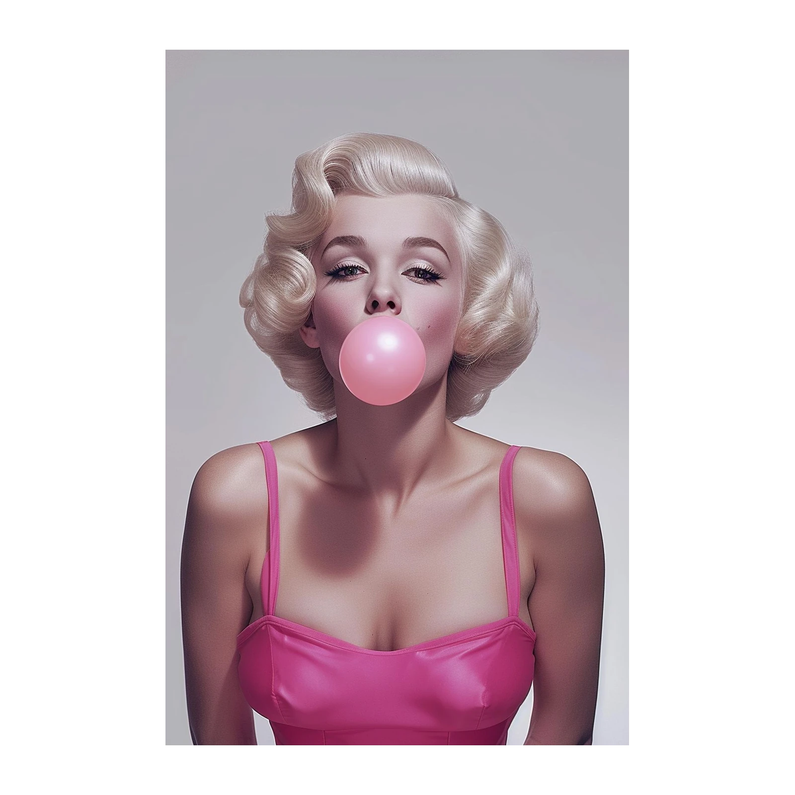 Iconic Marilyn Monroe Pink Bubblegum Wall Art