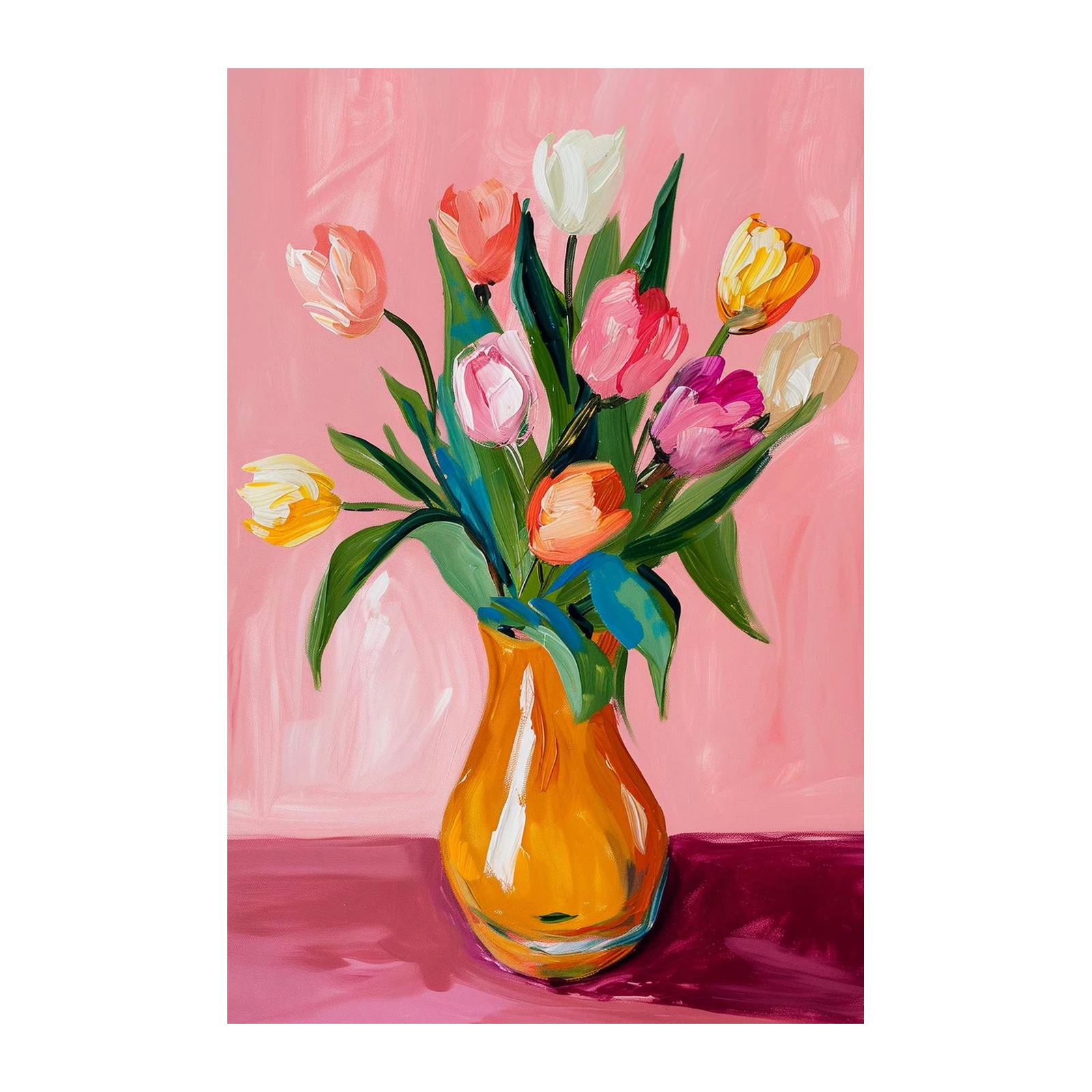 Vibrant Tulip Bouquet Modern Floral Wall Art