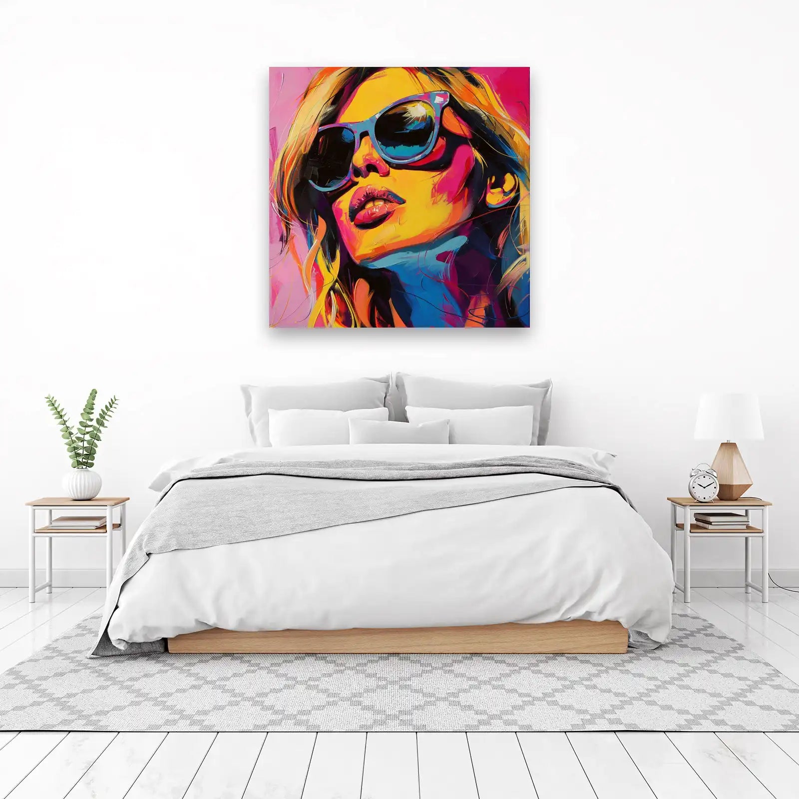 Vibrant Pop Art Woman Sunglasses Wall Art