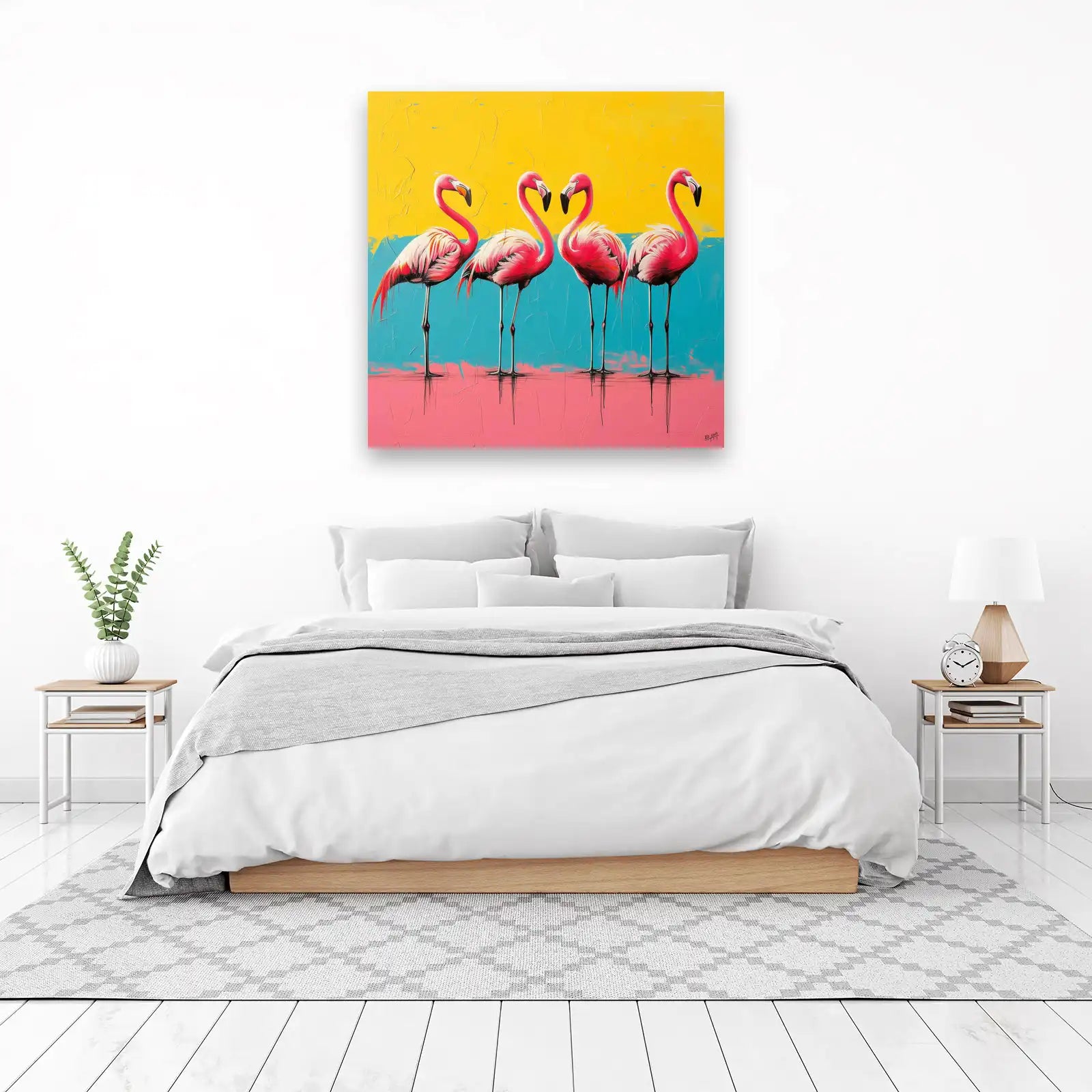 Vibrant Flamingos Abstract Art Wall Art