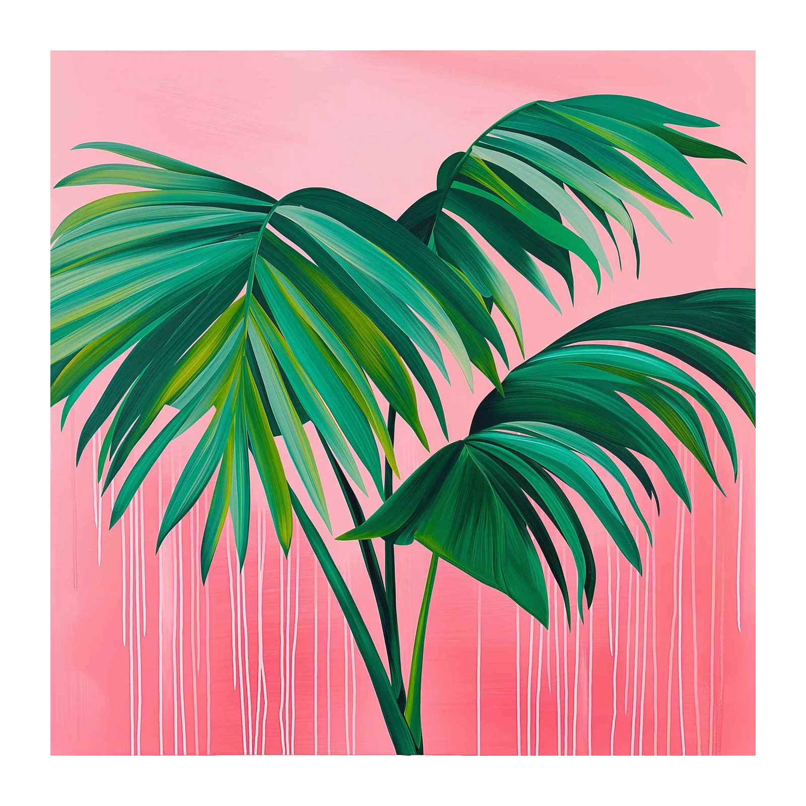 Tropical Palm Leaf Pink Abstract Wall Art