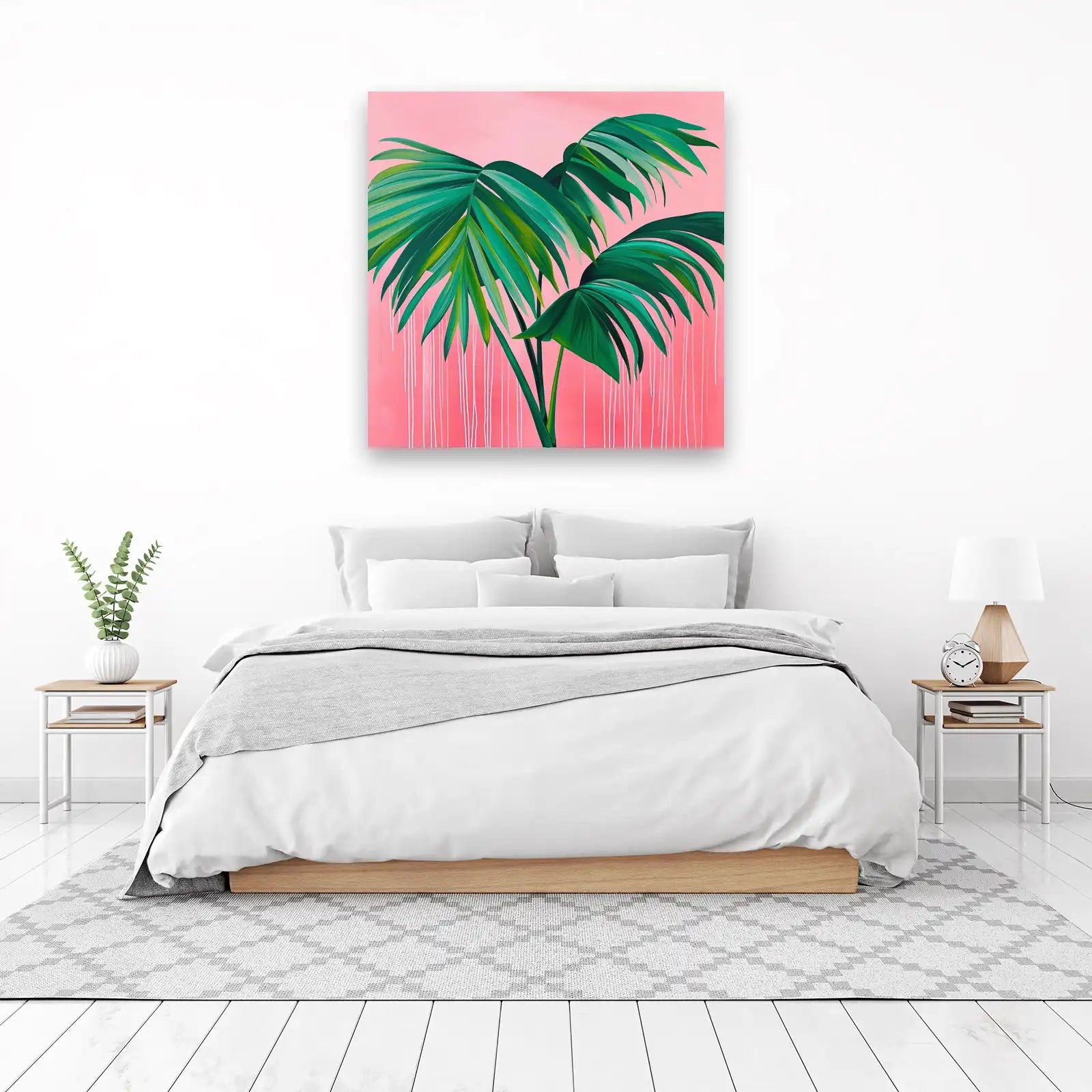 Tropical Palm Leaf Pink Abstract Wall Art