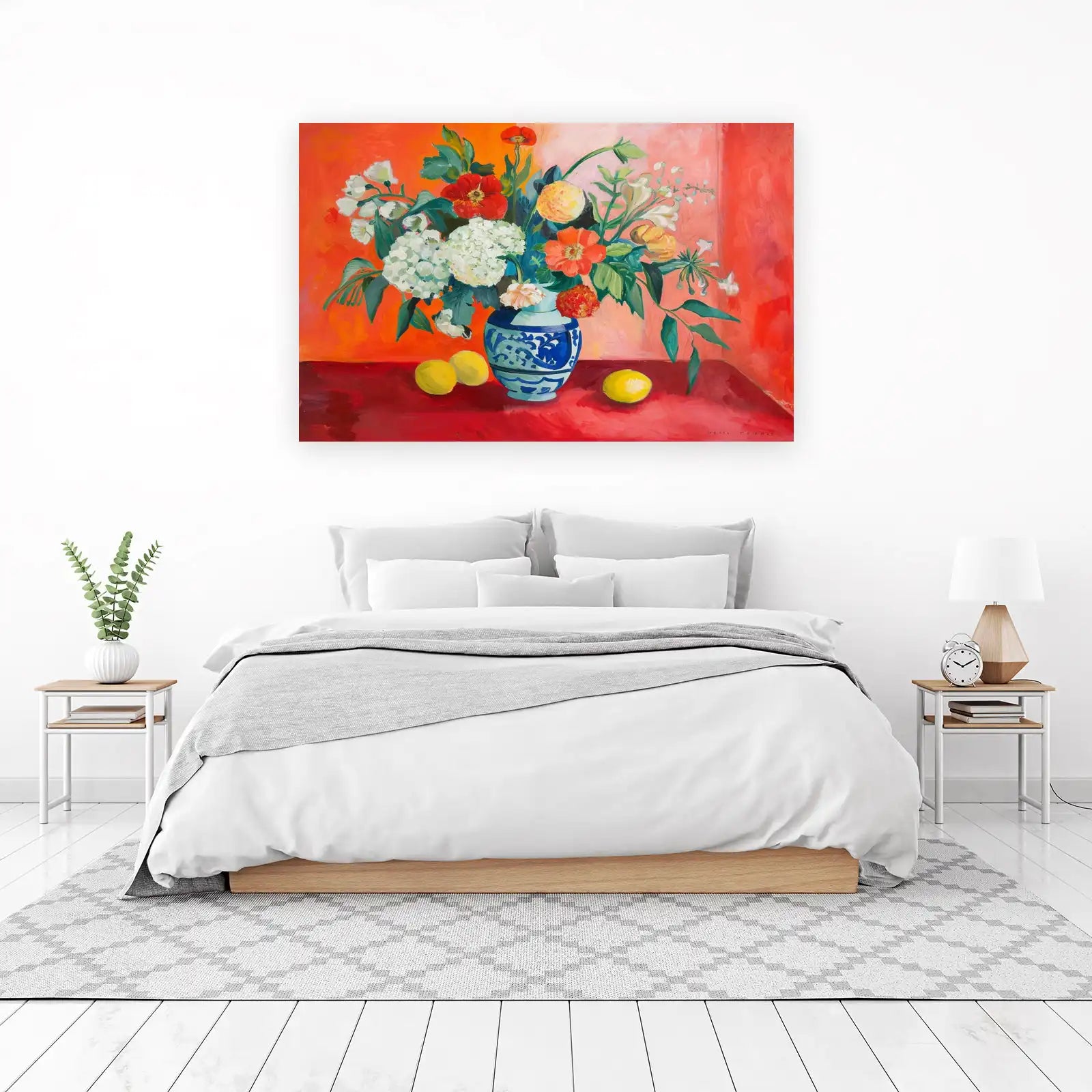 Vibrant Floral Still Life with Lemons Wall Art