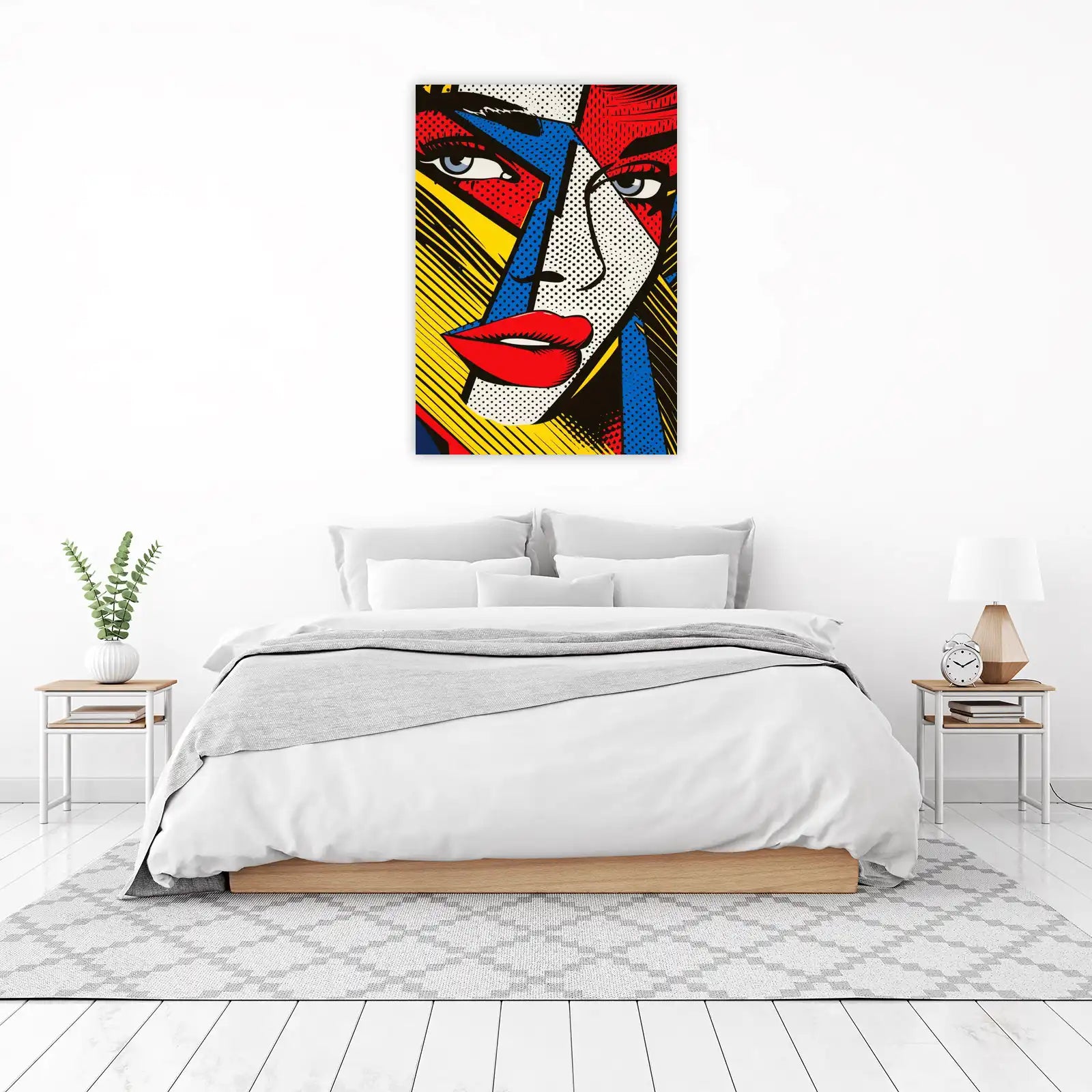 Pop Art Lady Face Red Lips Wall Art