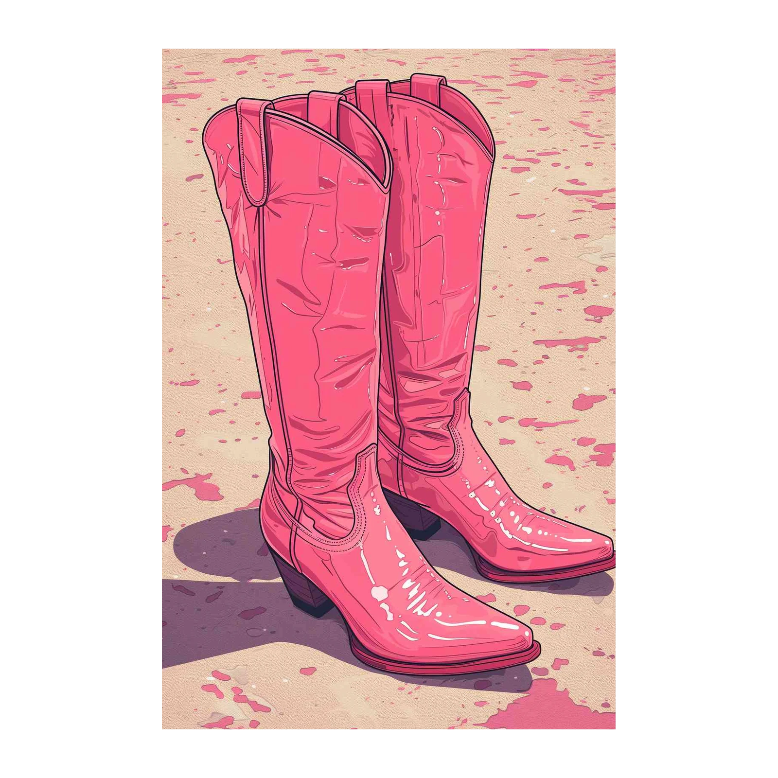 Pink Cowboy Boots Wall Art Wall Art