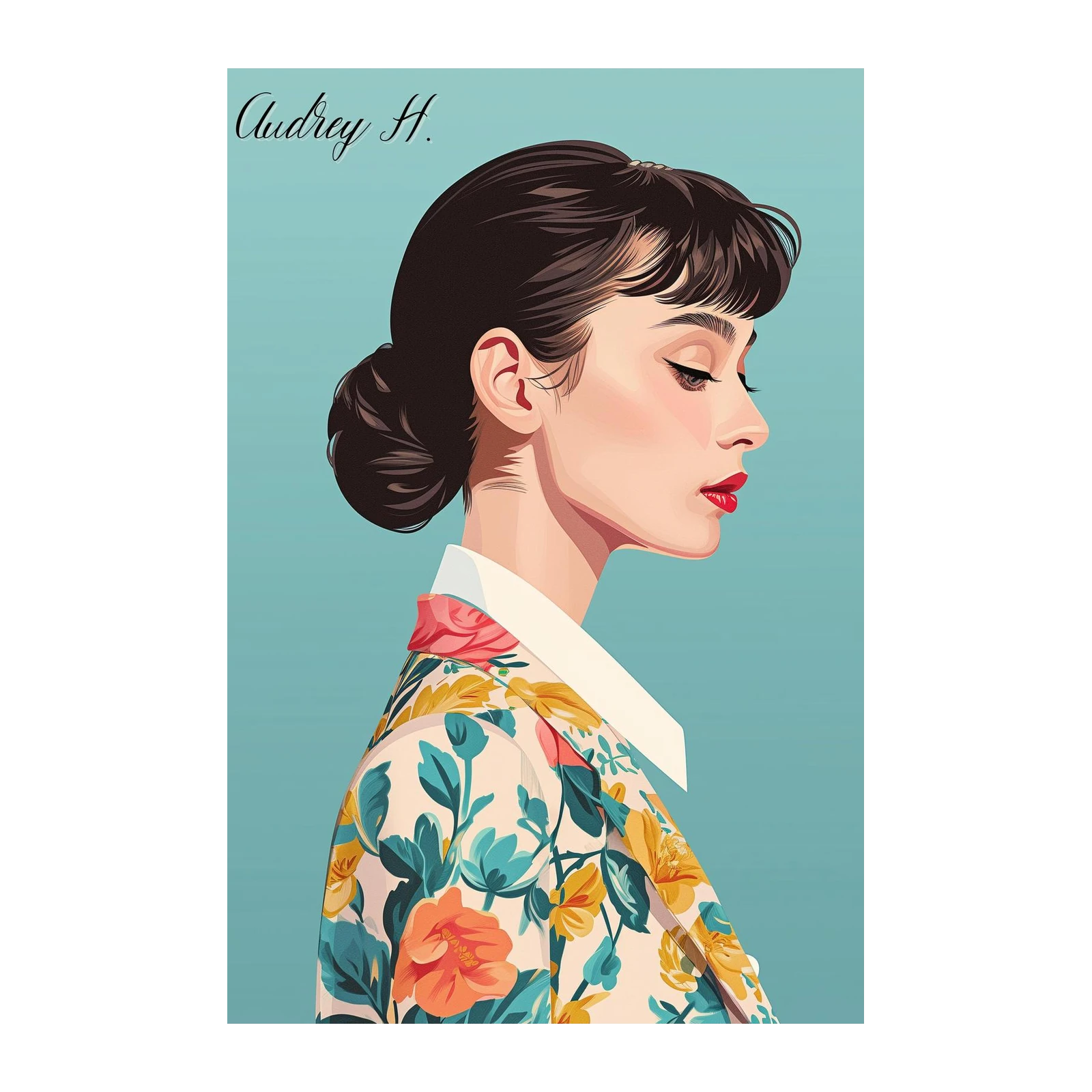 Elegant Audrey Hepburn Floral Jacket Wall Art