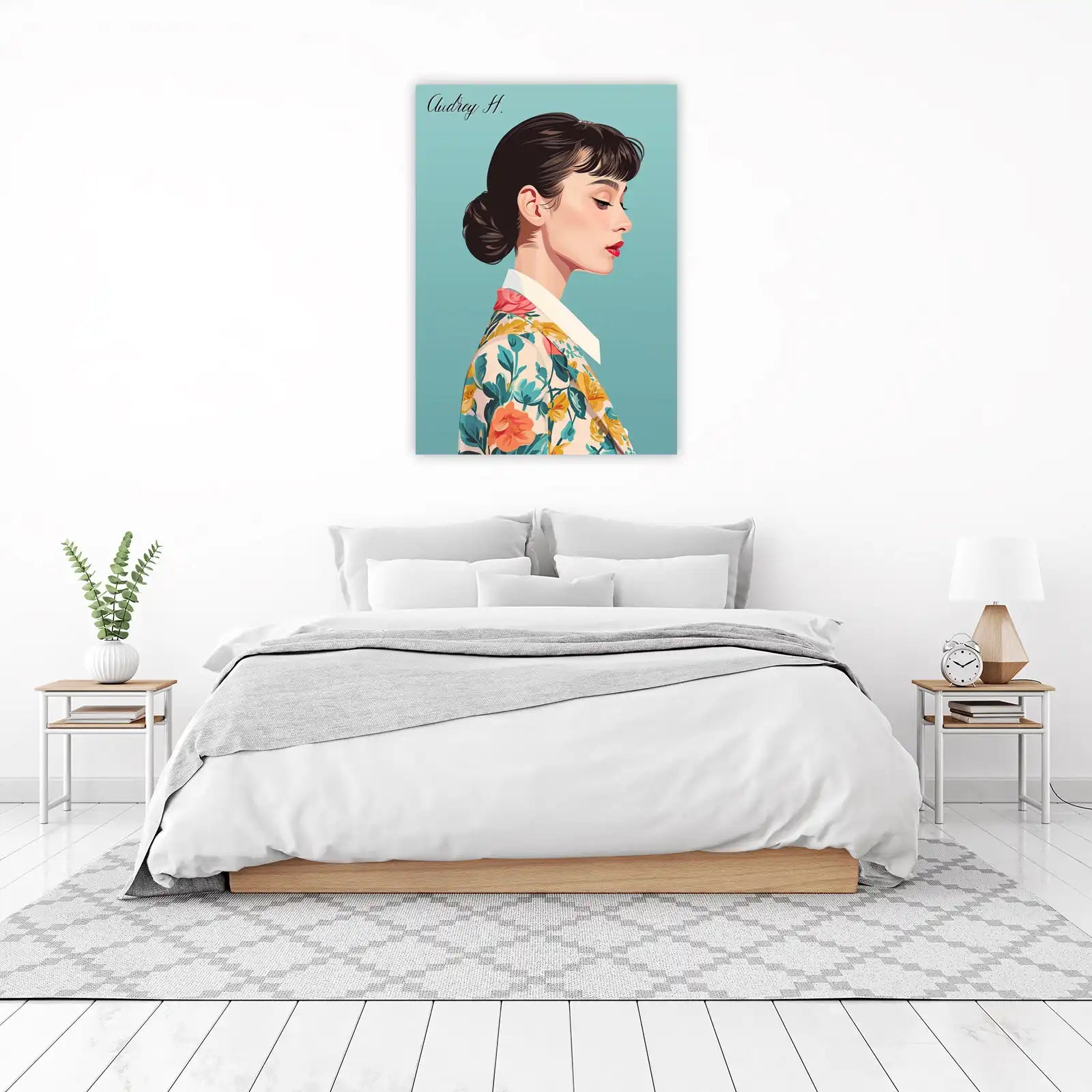 Elegant Audrey Hepburn Floral Jacket Wall Art