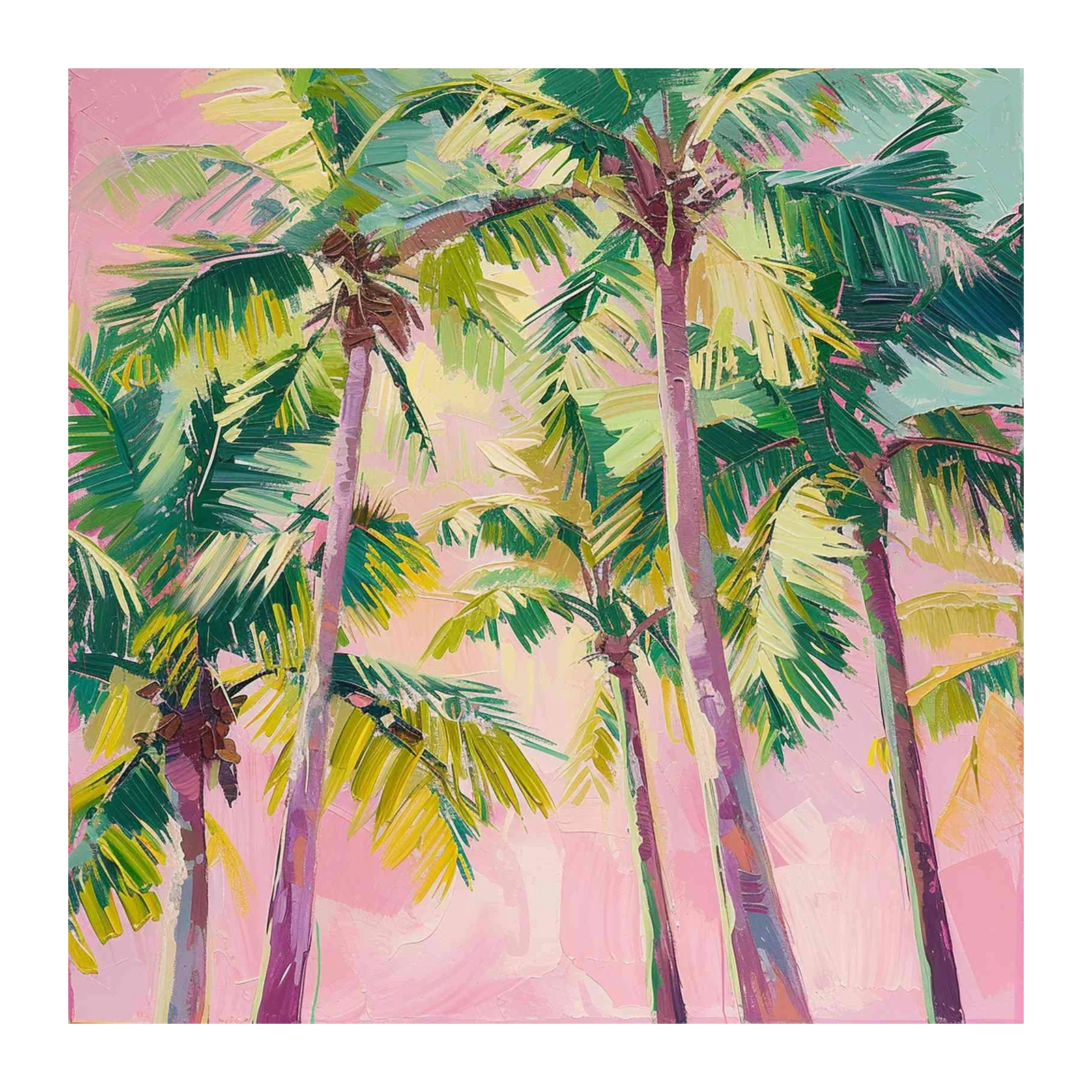 Vibrant Pink Palm Trees Wall Art