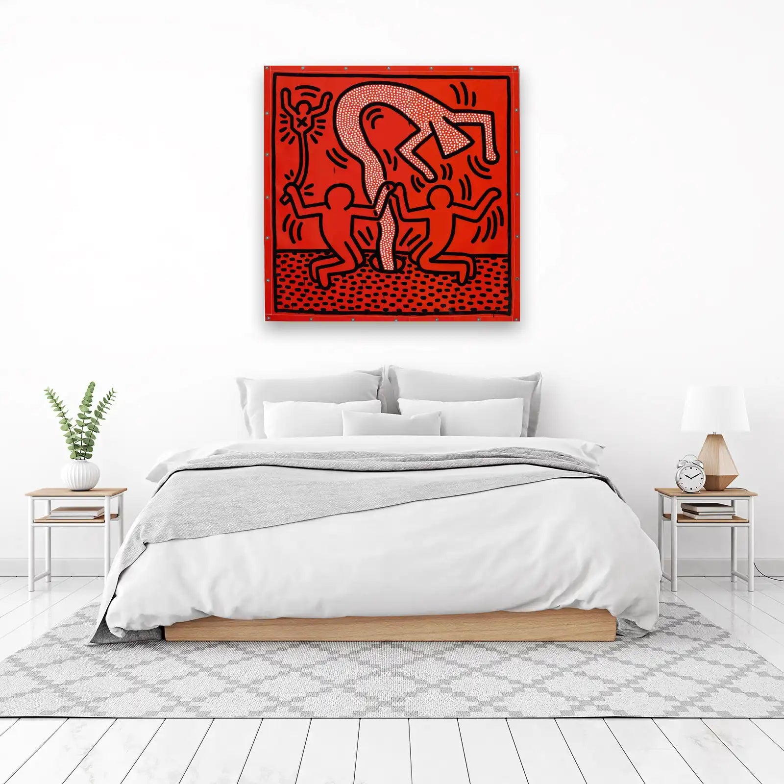 Vibrant Abstract Figures Red Wall Art