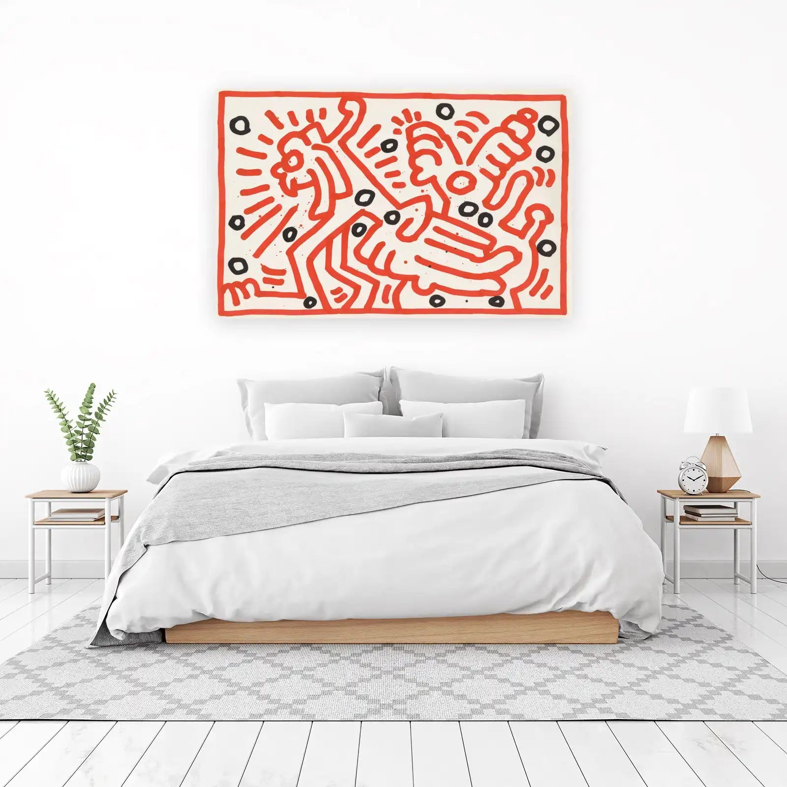 Vibrant Red Abstract Figures Wall Art