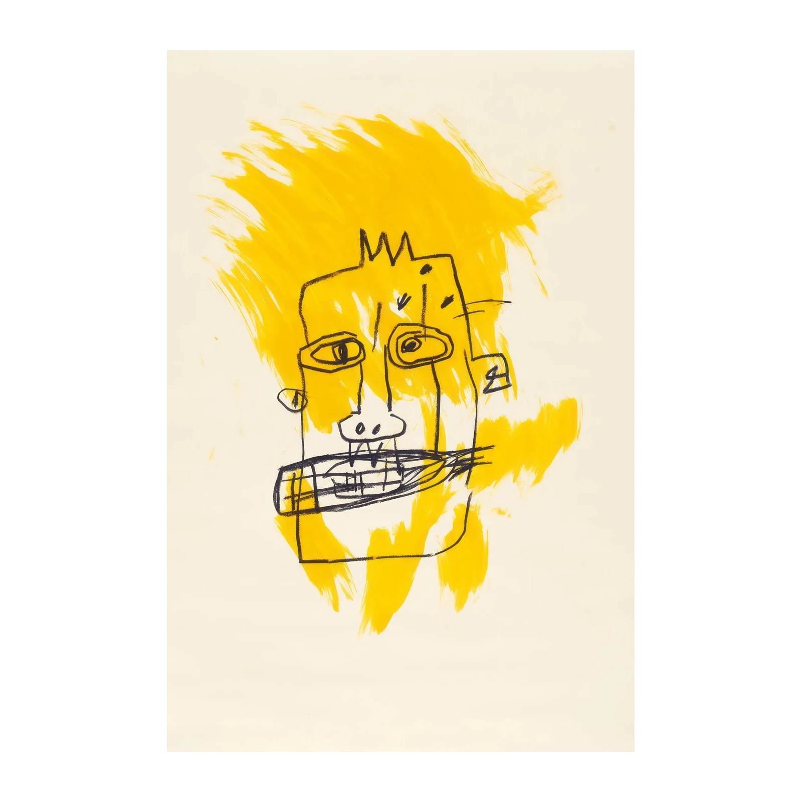 Bold Yellow Abstract Face Wall Art - Modern Art