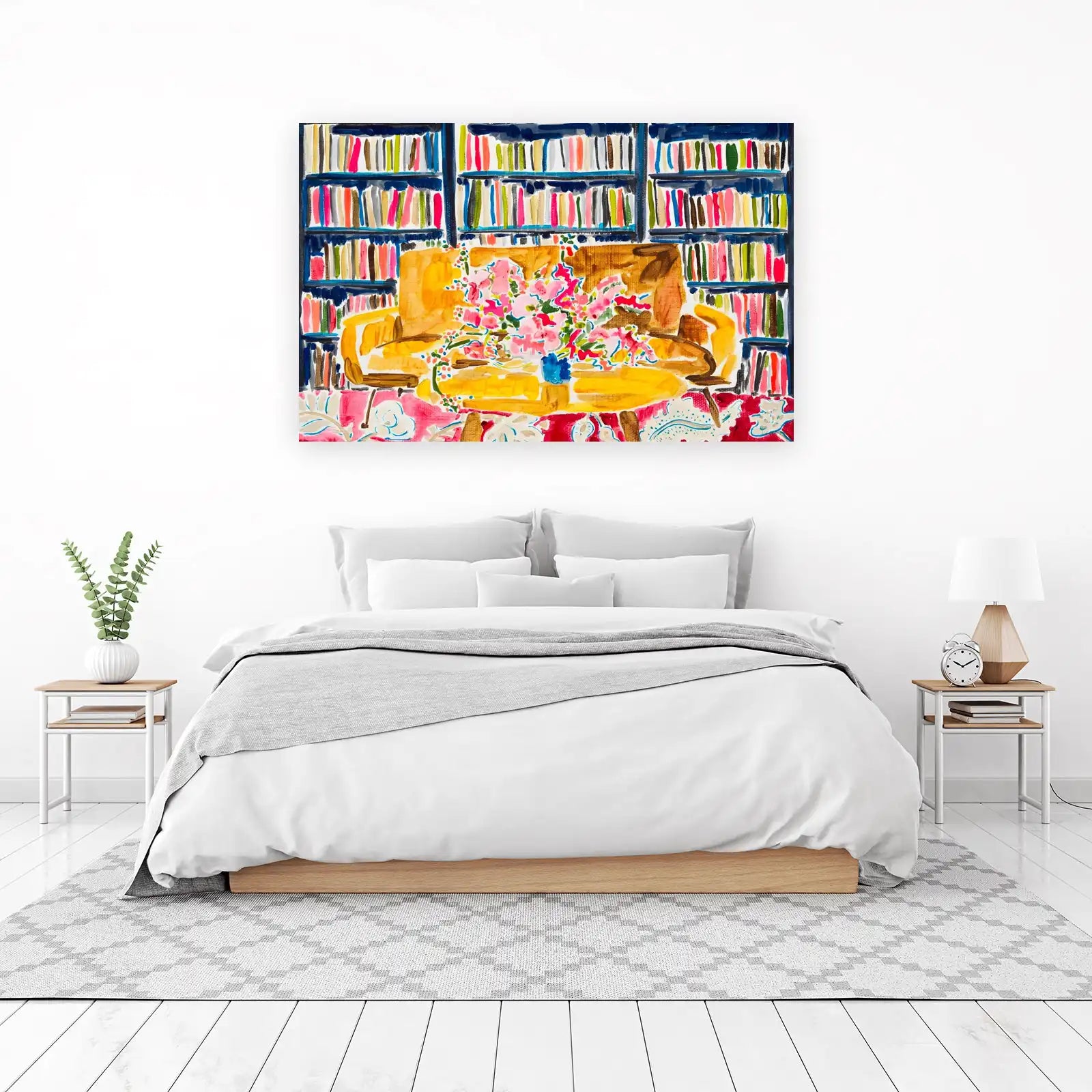 Vibrant Floral Bookshelf Acrylic Wall Art