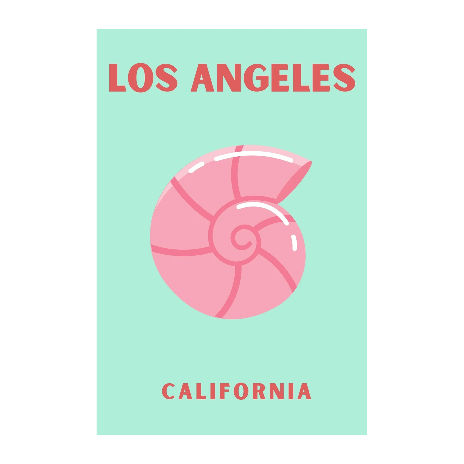 Retro Pink Seashell Los Angeles Wall Art