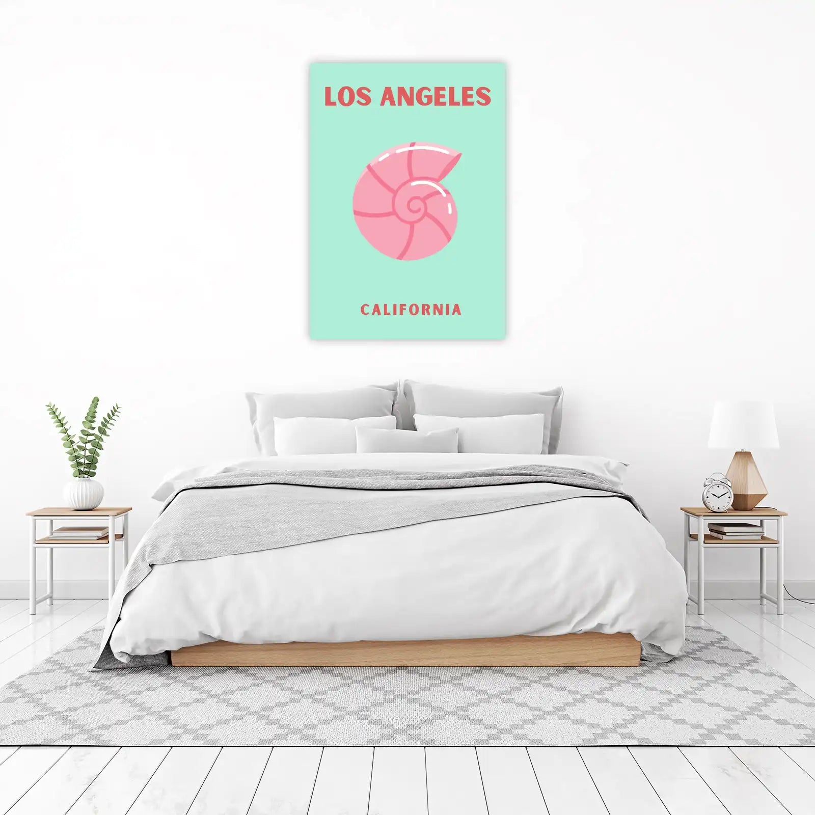 Retro Pink Seashell Los Angeles Wall Art