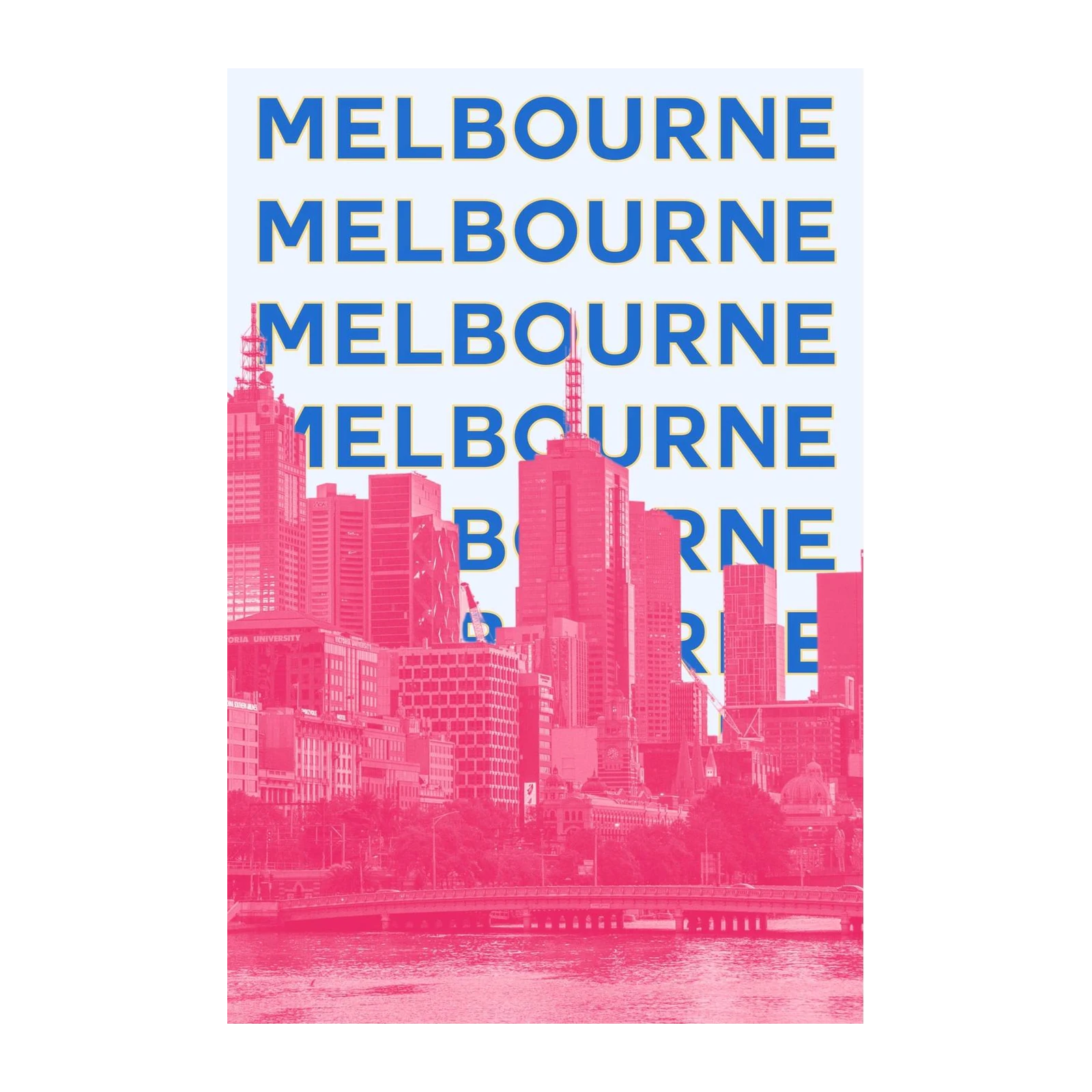 Vibrant Melbourne Skyline Typographic Wall Art