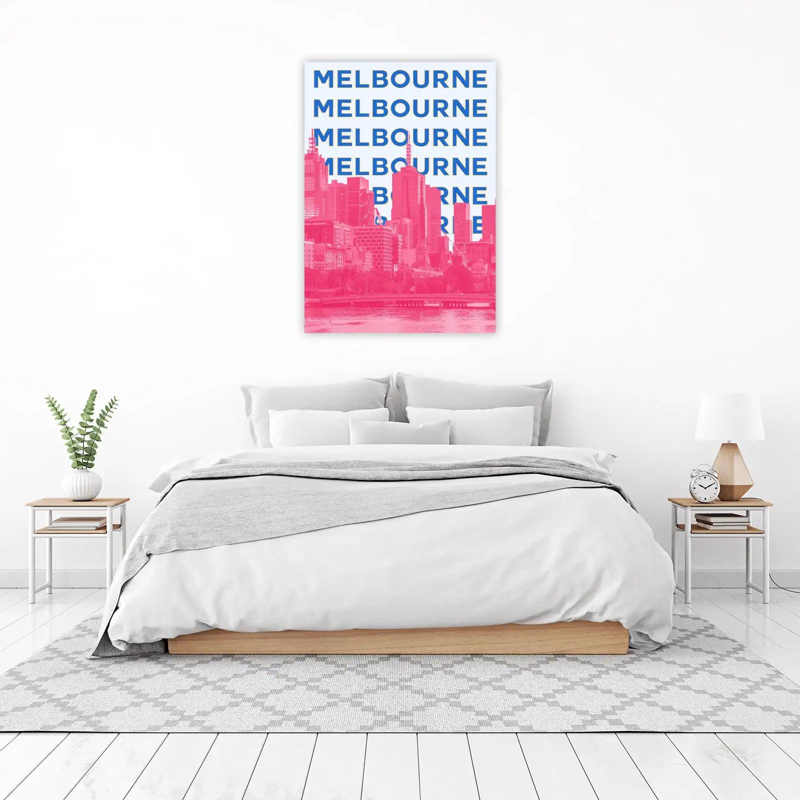Vibrant Melbourne Skyline Typographic Wall Art