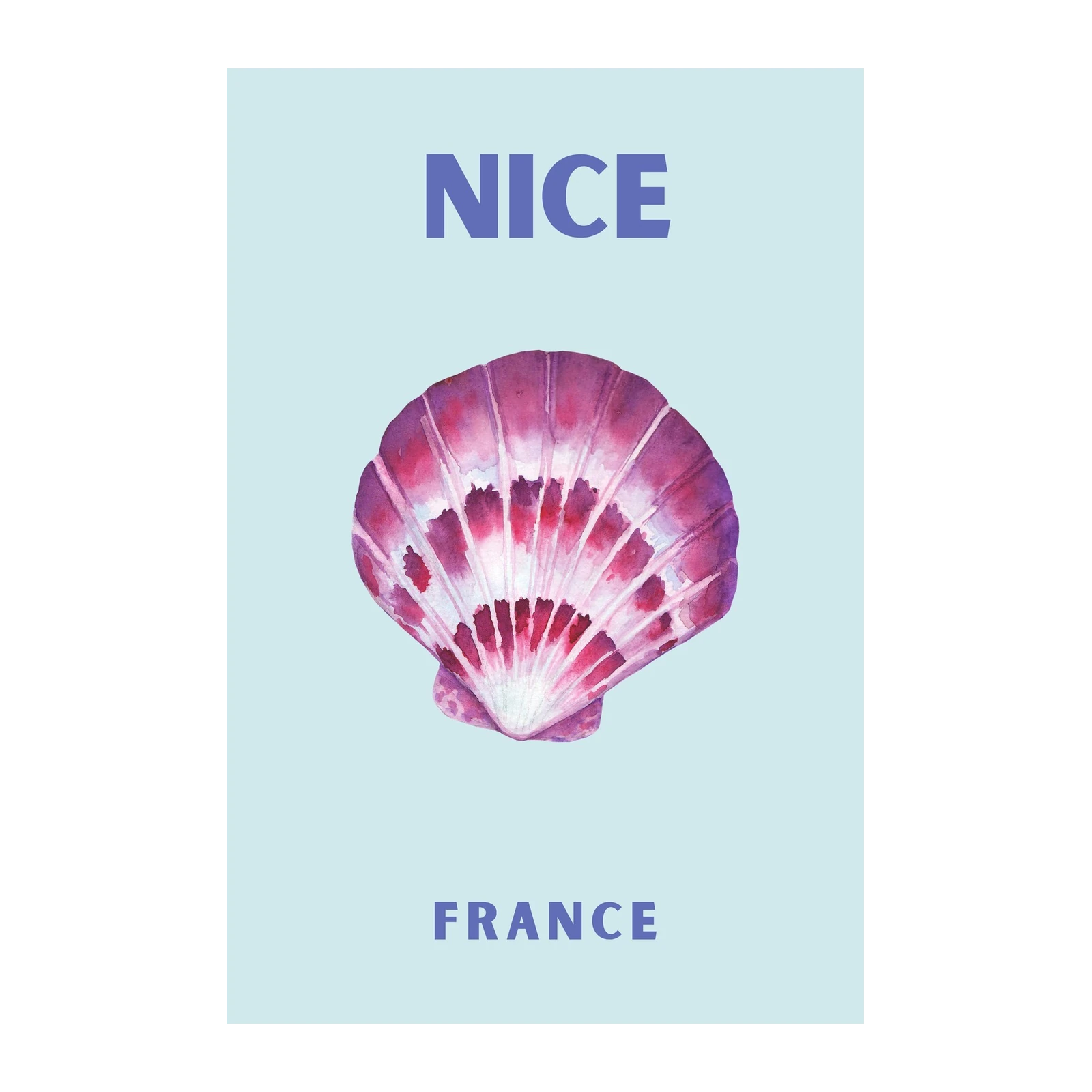 Nice France Scallop Shell Watercolor Wall Art