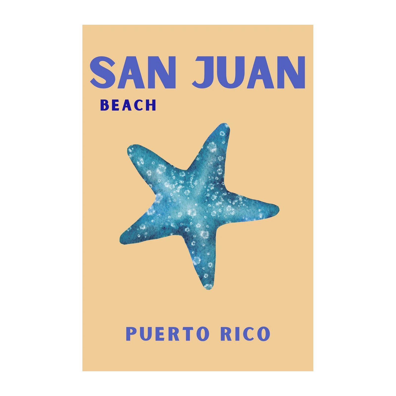 San Juan Beach Starfish Watercolor Wall Art